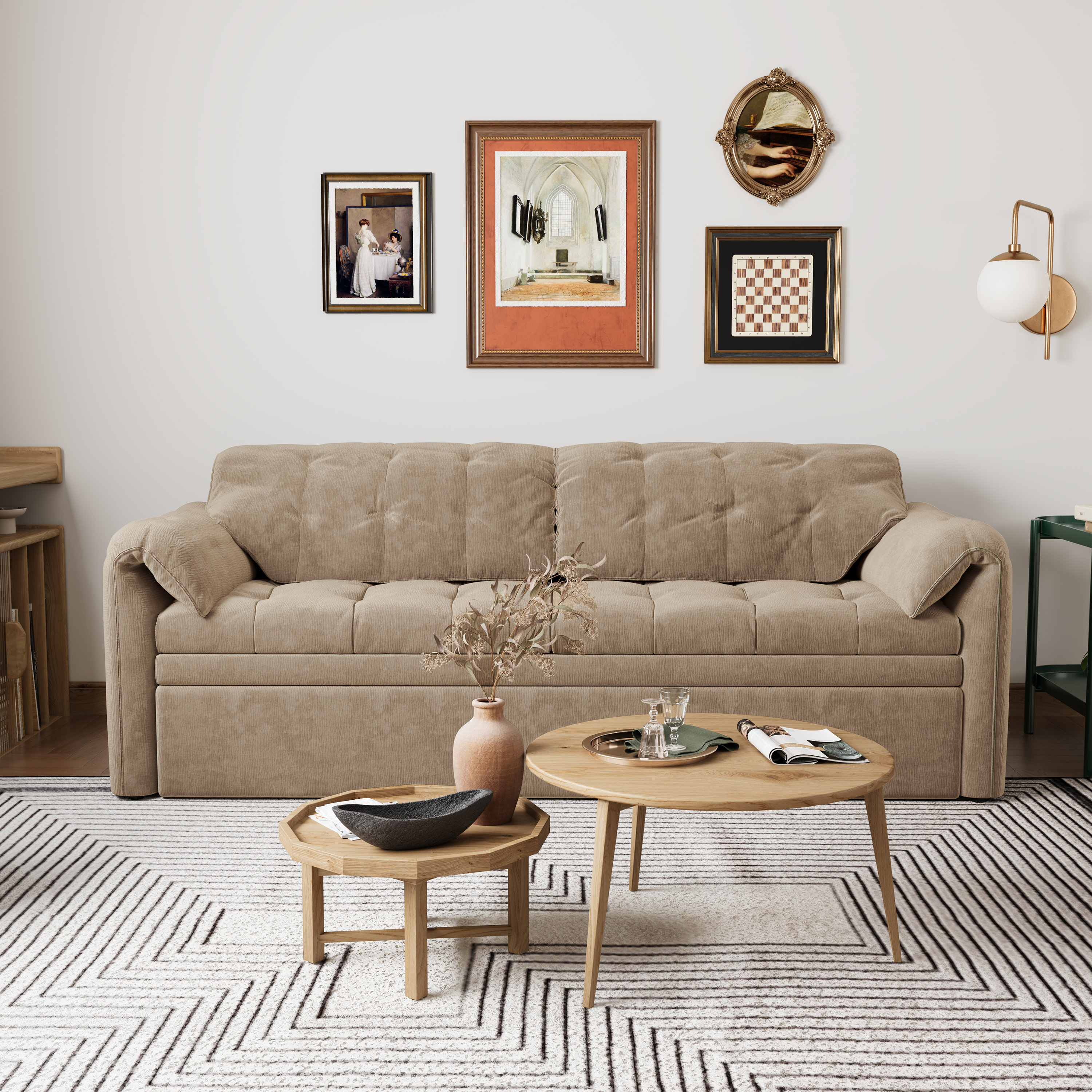 Cloud Elephant Ears Folding Corner Sofa Bed with Storage