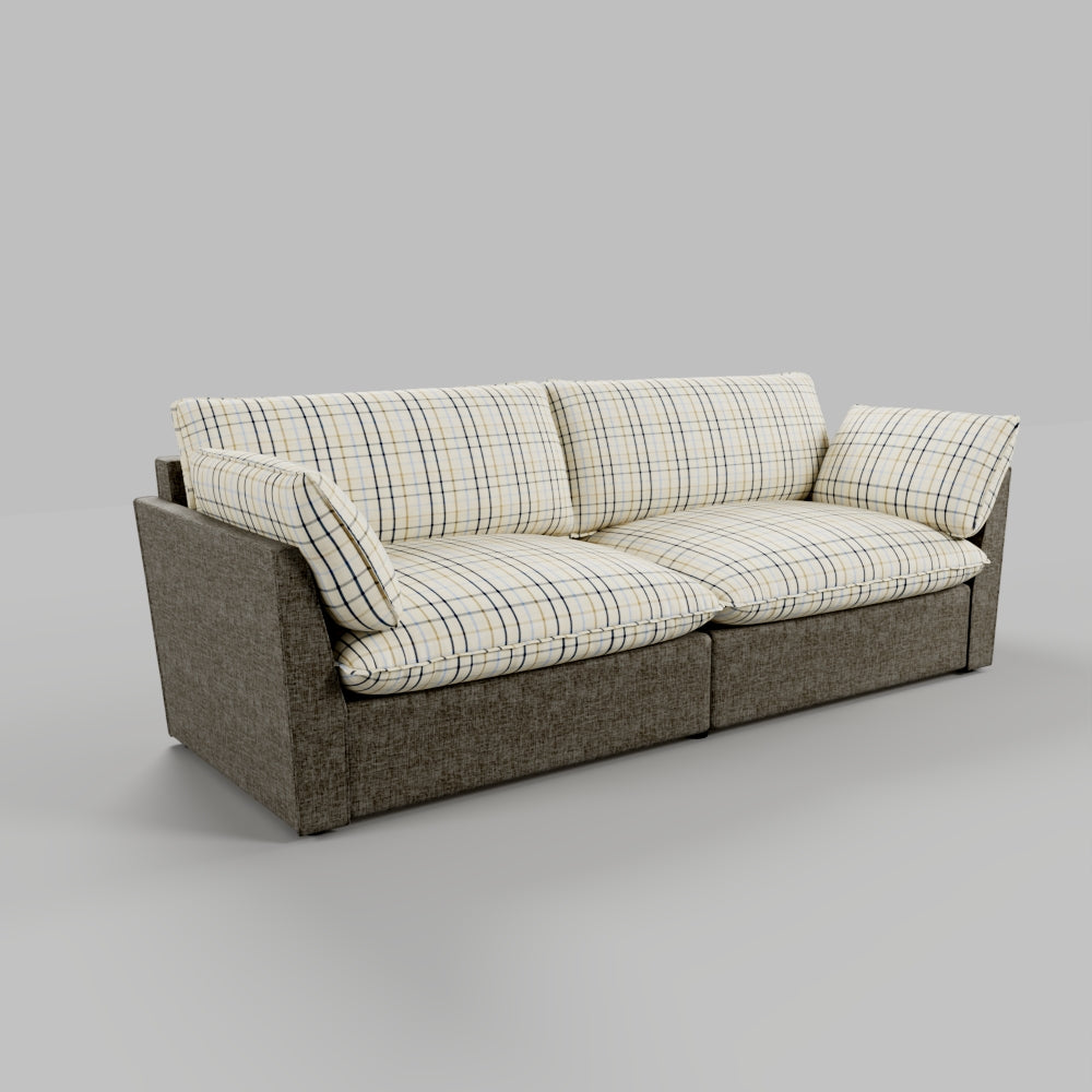 British Retro Check & Striped Sofa with Removable Covers