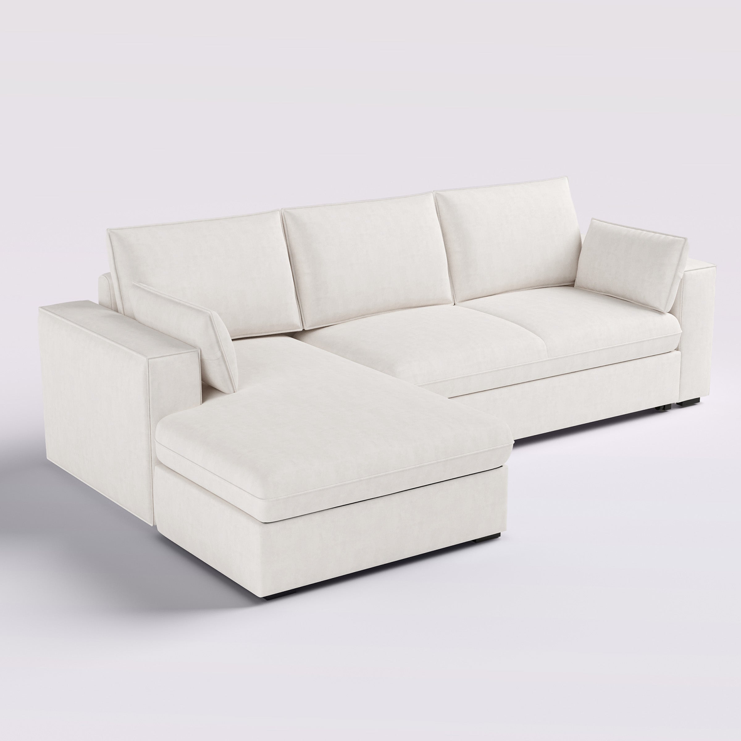 Cottonfy Creamy Tofu Block Pull Out Sofa Bed with Storage Guest Sleeper