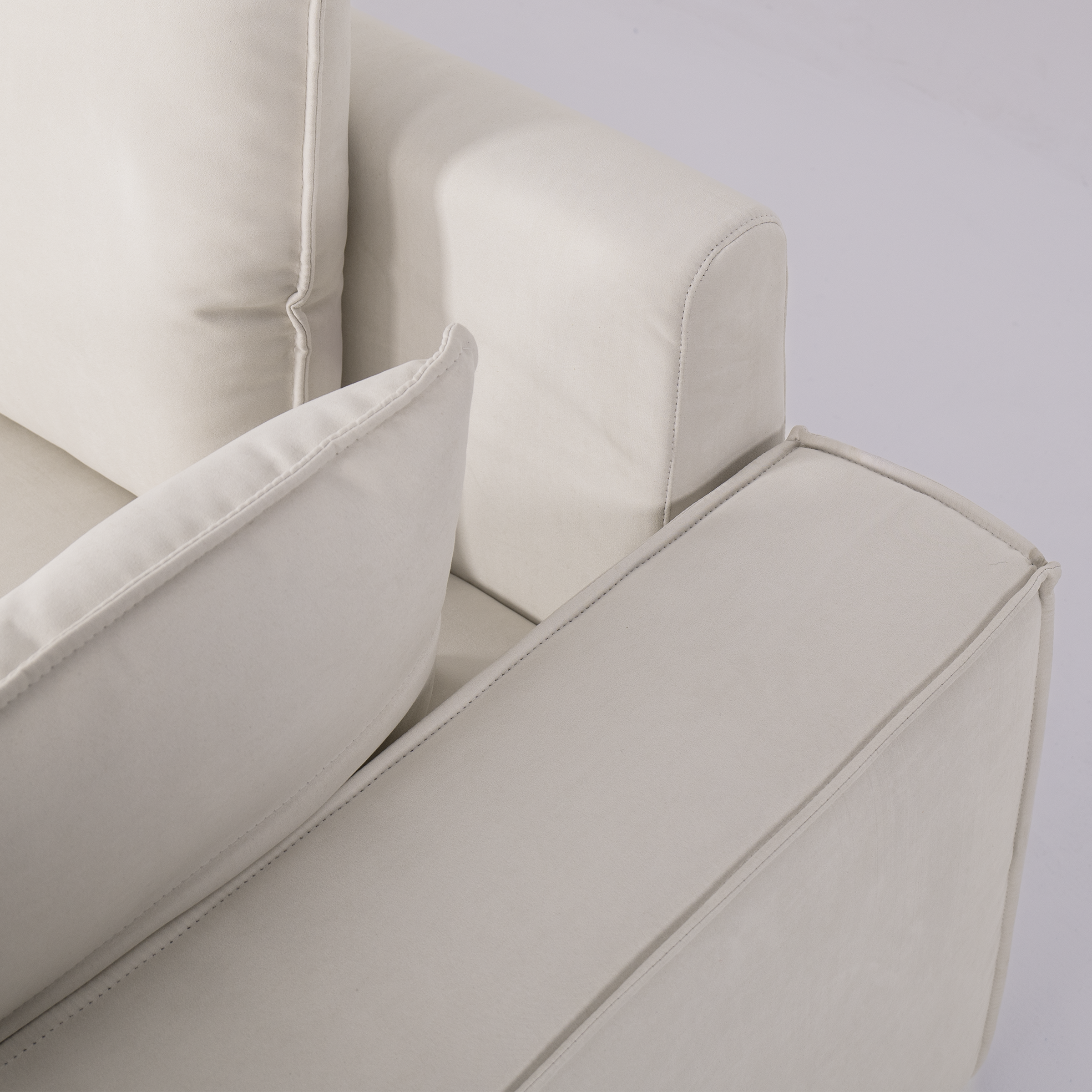 Cottonfy Creamy Tofu Block Pull Out Sofa Bed with Storage Guest Sleeper