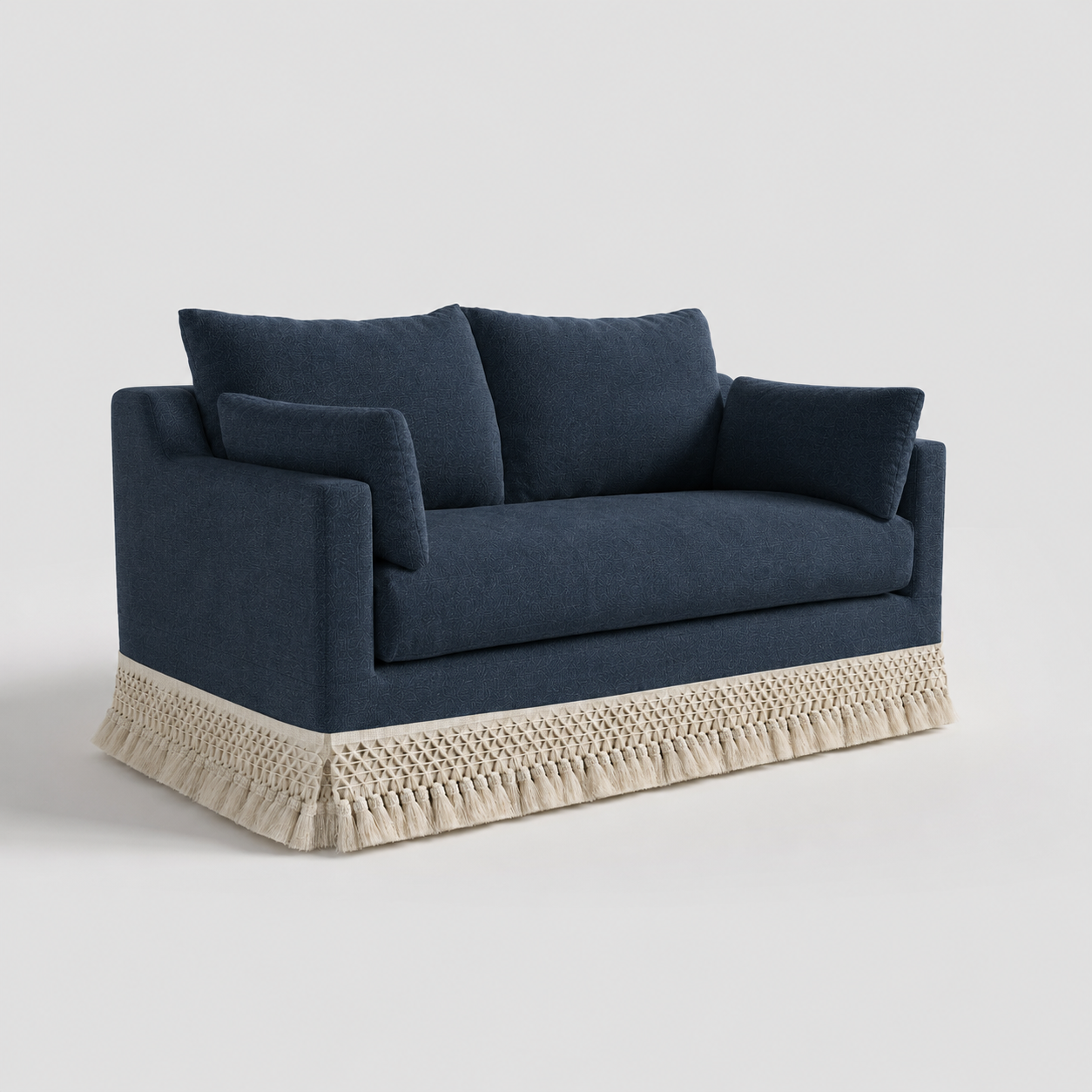 Cottonfy Cotton-Linen Washable Fringe 2 Seater Sofa
