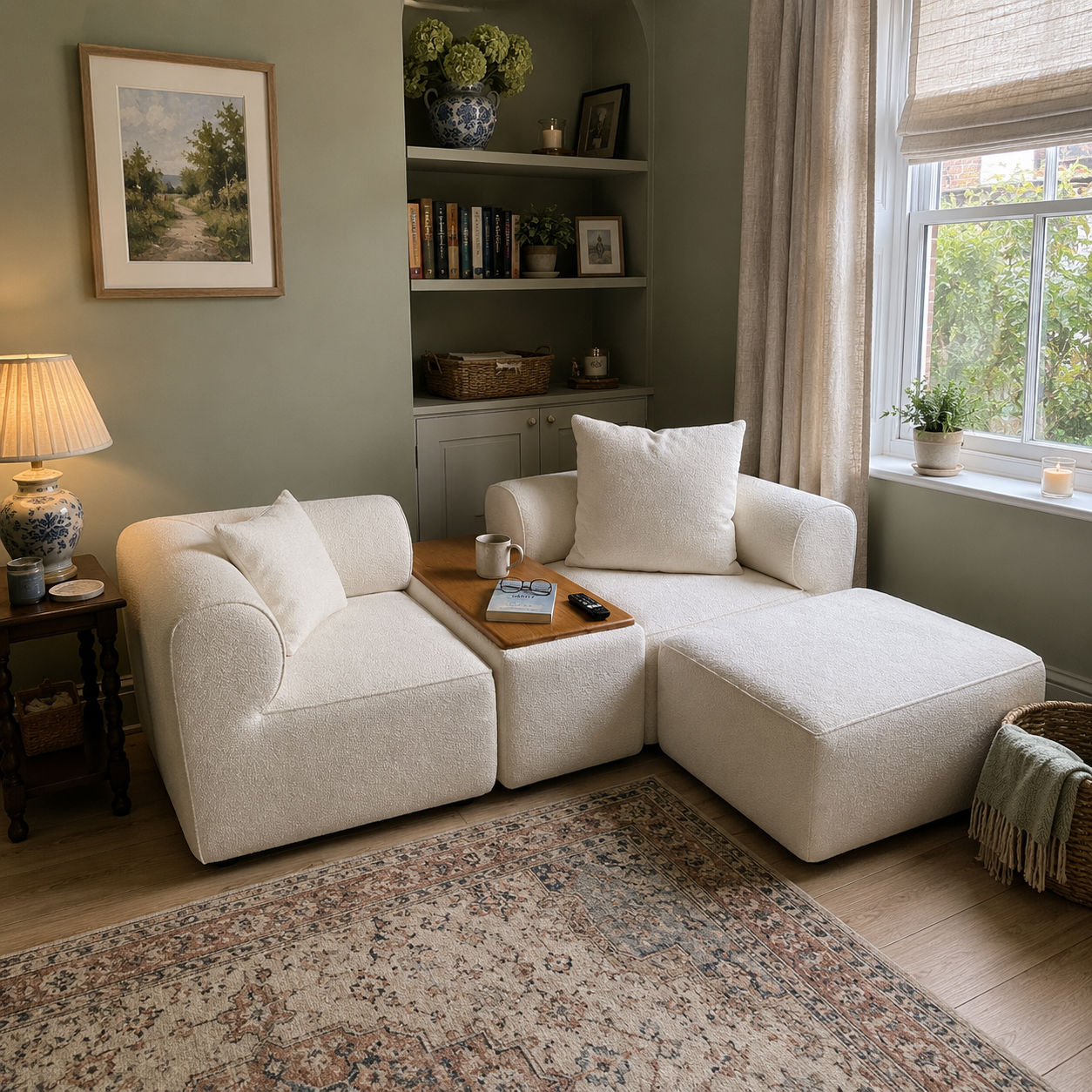The Plump Modular Bouclé Sofa with Integrated Storage