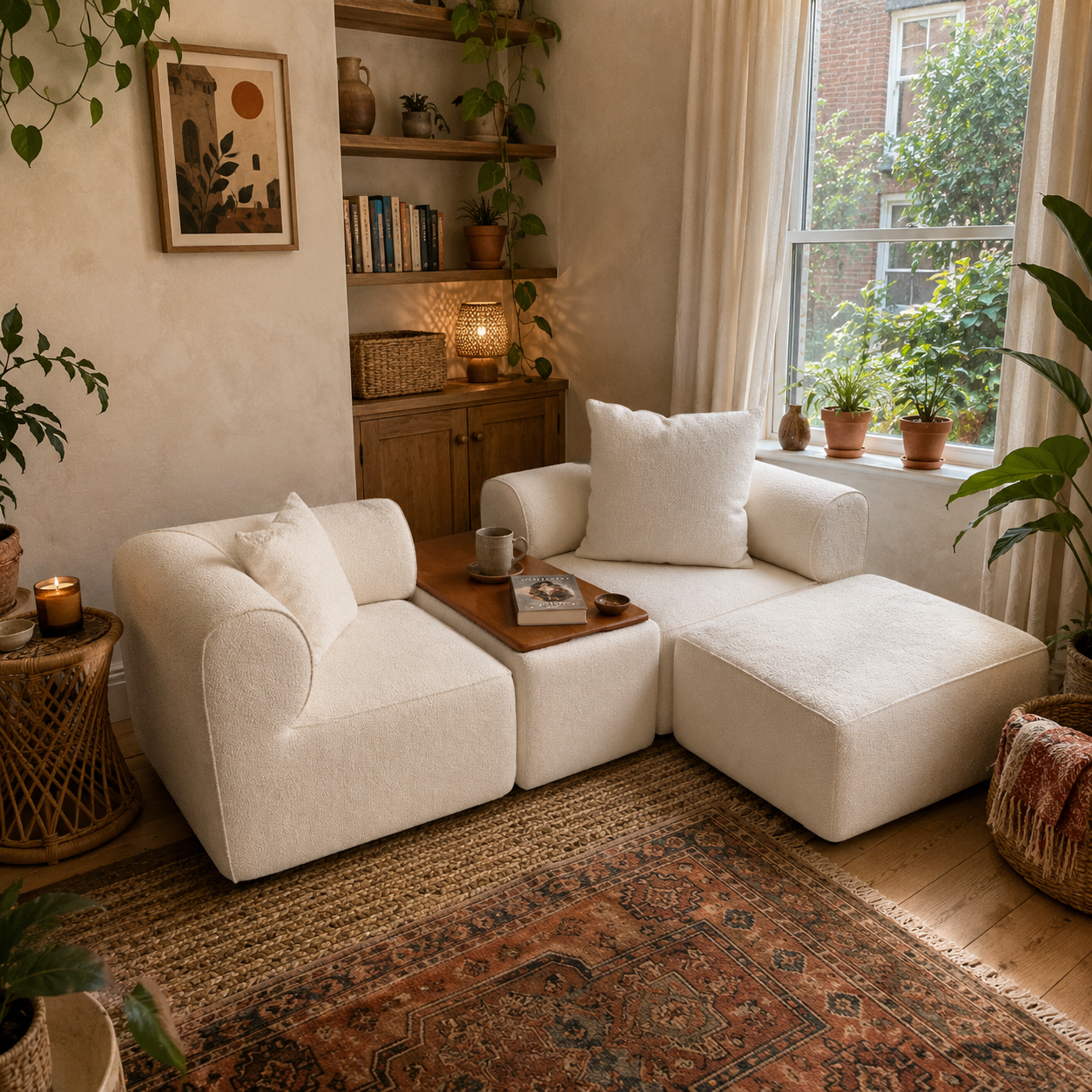 The Plump Modular Bouclé Sofa with Integrated Storage