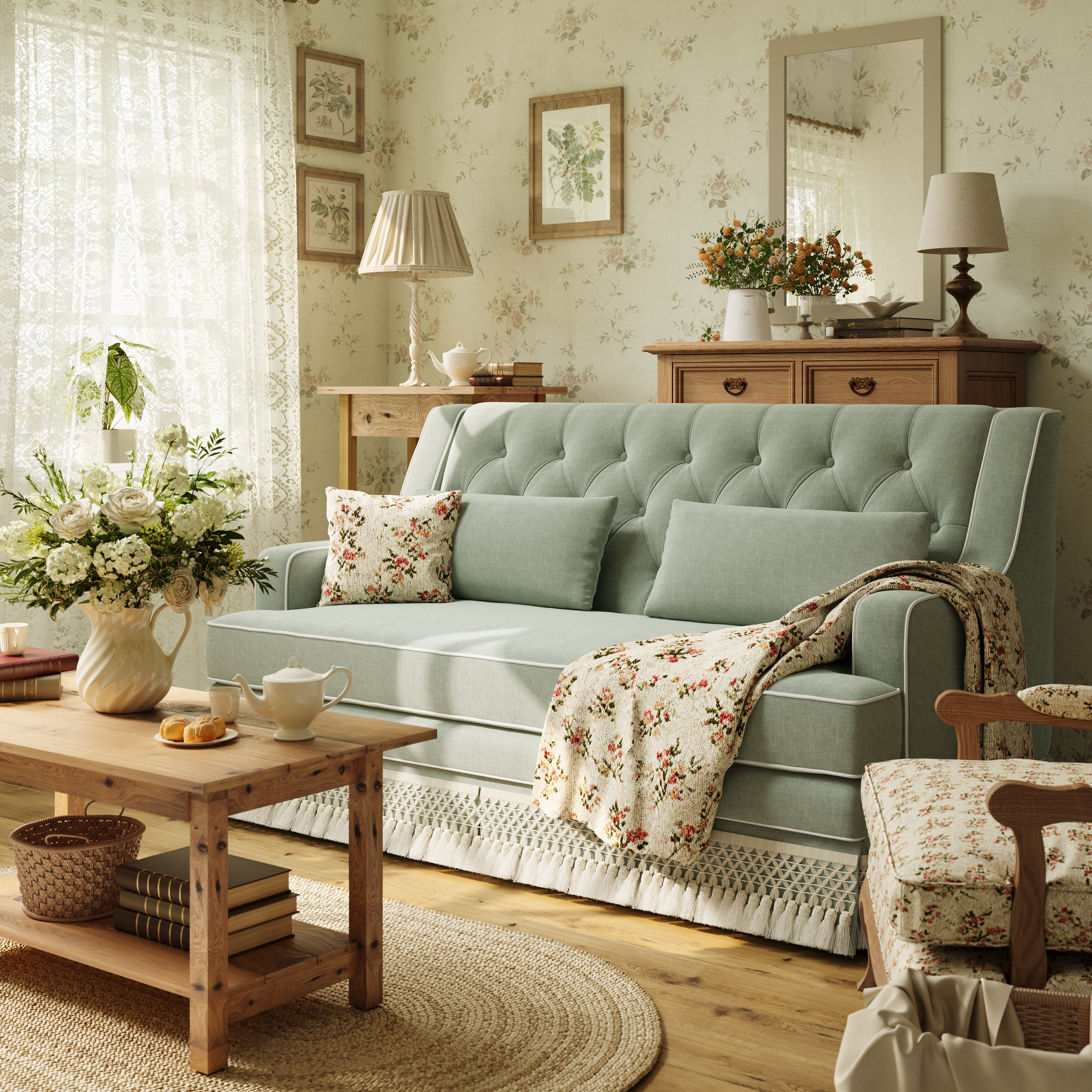 #Colour_Muted Green Cotton Linen