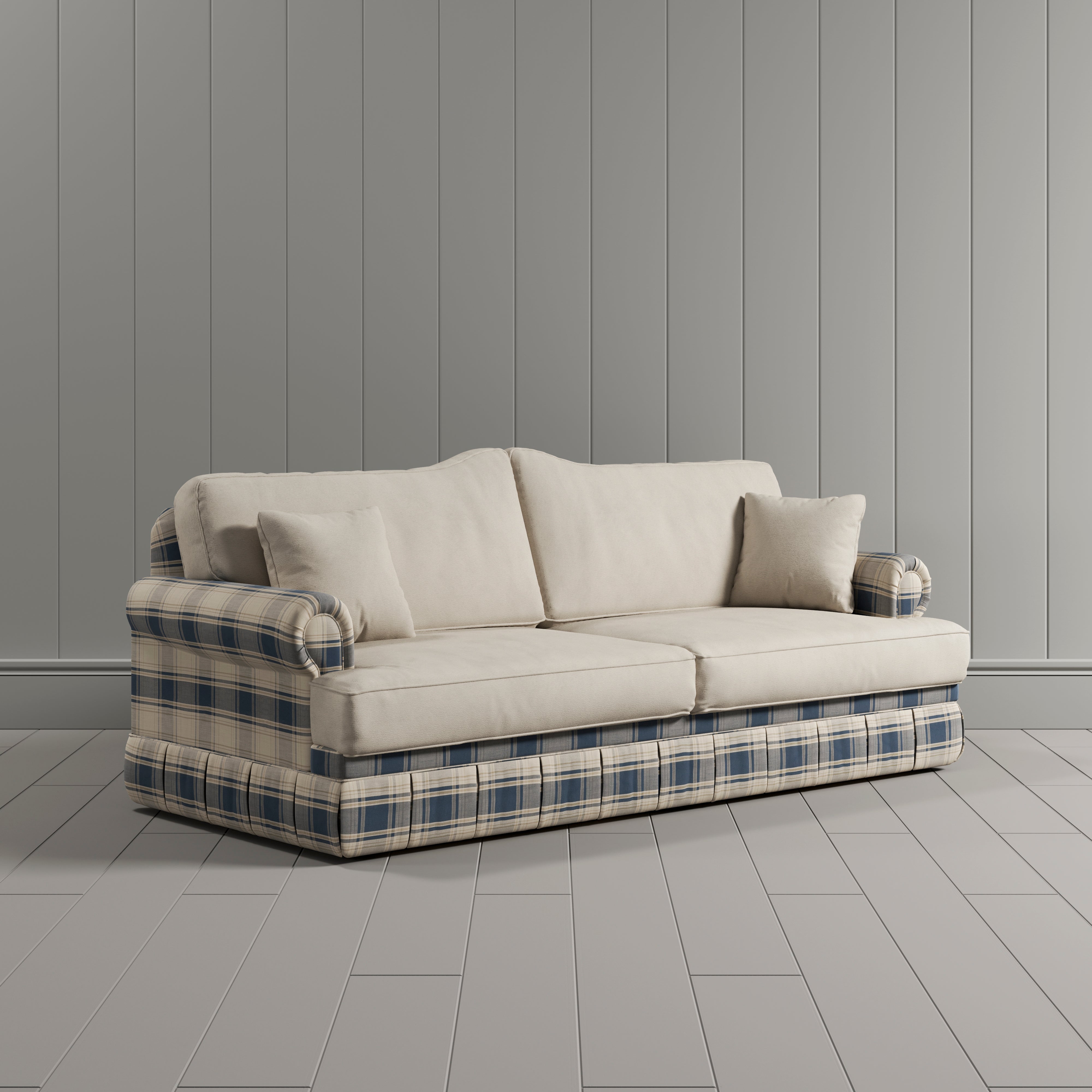 #Colour_Sand Plaid Cotton Linen