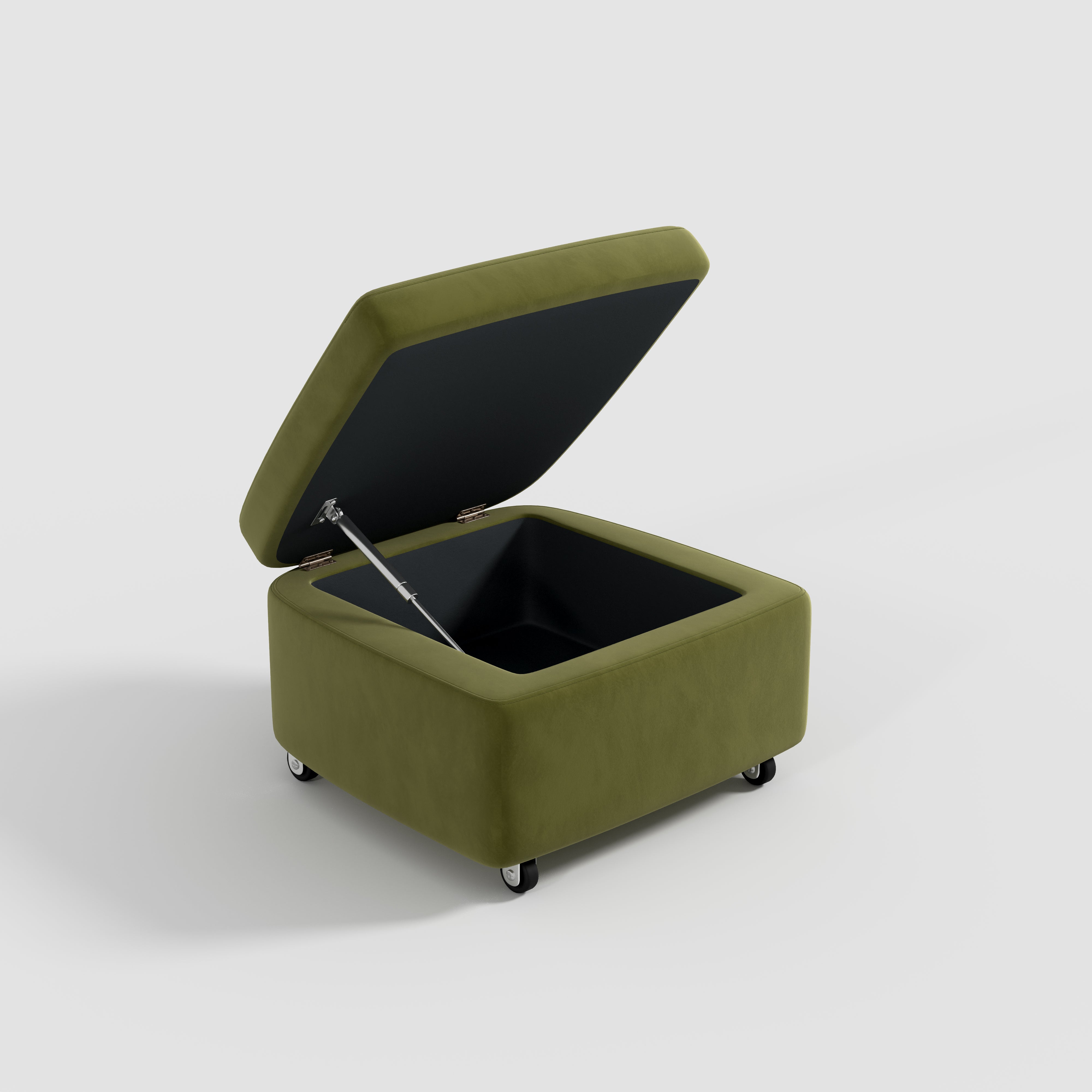 Green Velvet Armchair with Hidden Storage Footstool 1 Unit Green Velvet In Stock 76CM Cottonfy UK - 7