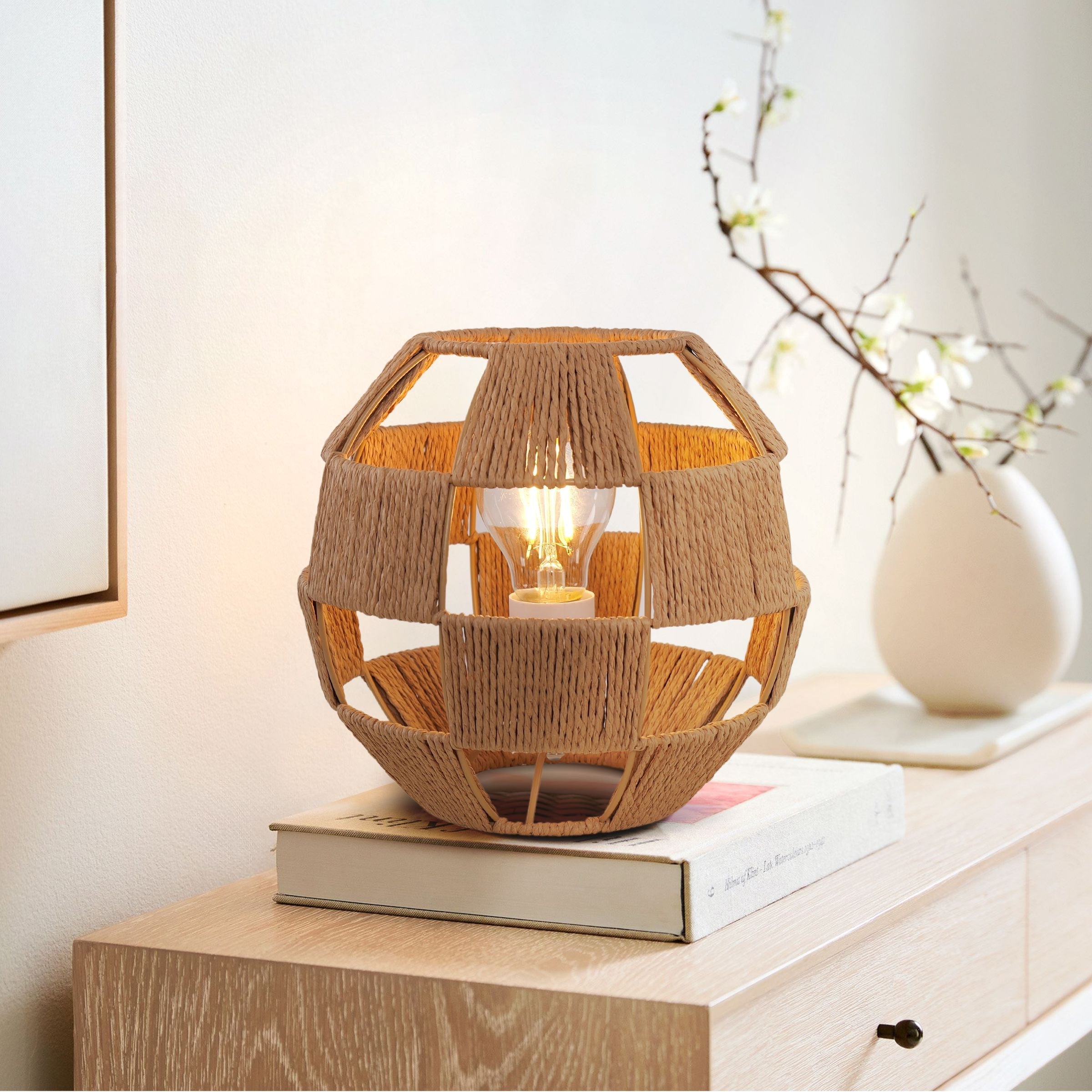 Lightsin Unique Handwoven Globe-Shaped Table Lamp Lightsin UK