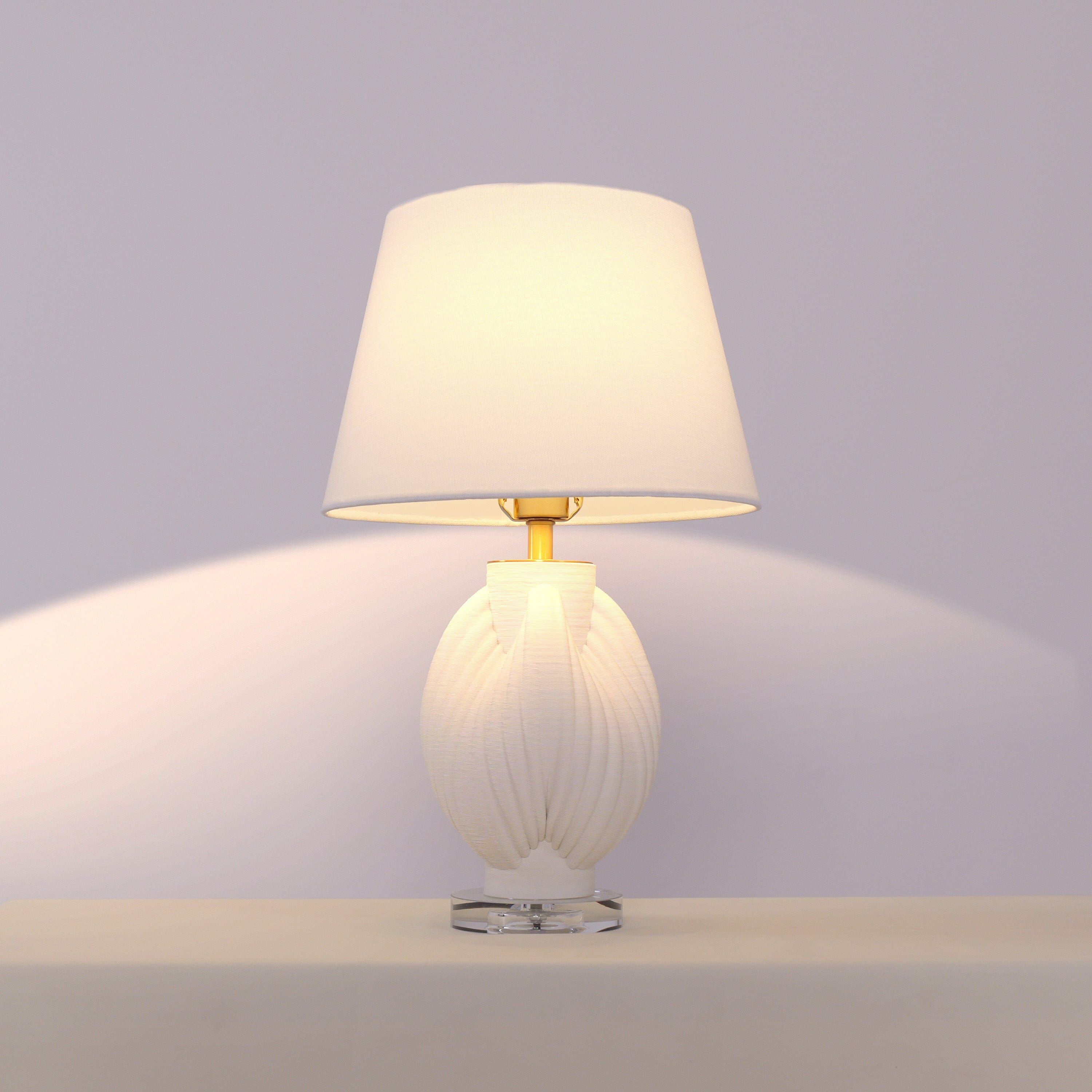 Lightsin 3D Pure White Pod Threaded Ceramic Table Lamp with Fabric Shade Lightsin UK