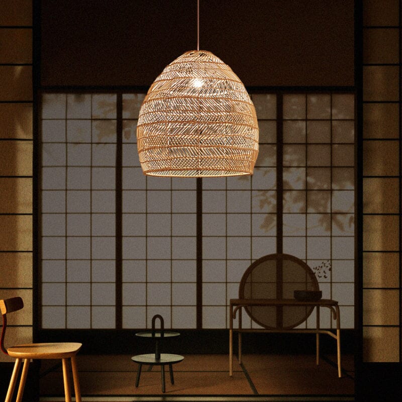 Lightsin Natural Rattan Pendant Light | Handwoven Ceiling Lamp for Kitchen & Dining Room Lightsin UK without yellow sphere 60cm Dia In Stock