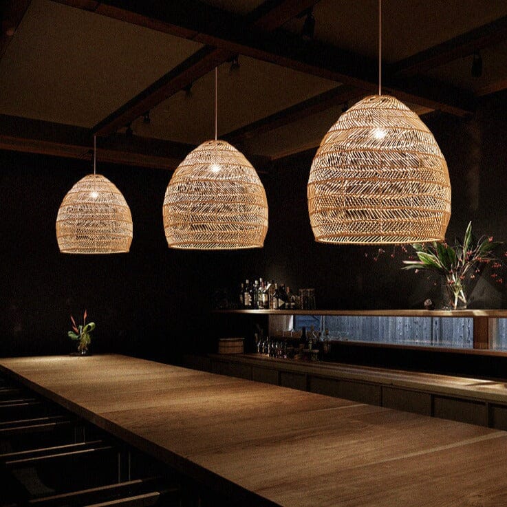 Lightsin Natural Rattan Pendant Light | Handwoven Ceiling Lamp for Kitchen & Dining Room Lightsin UK