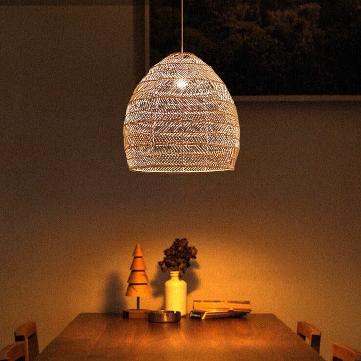 Lightsin Natural Rattan Pendant Light | Handwoven Ceiling Lamp for Kitchen & Dining Room Lightsin UK without yellow sphere 50cm Dia In Stock