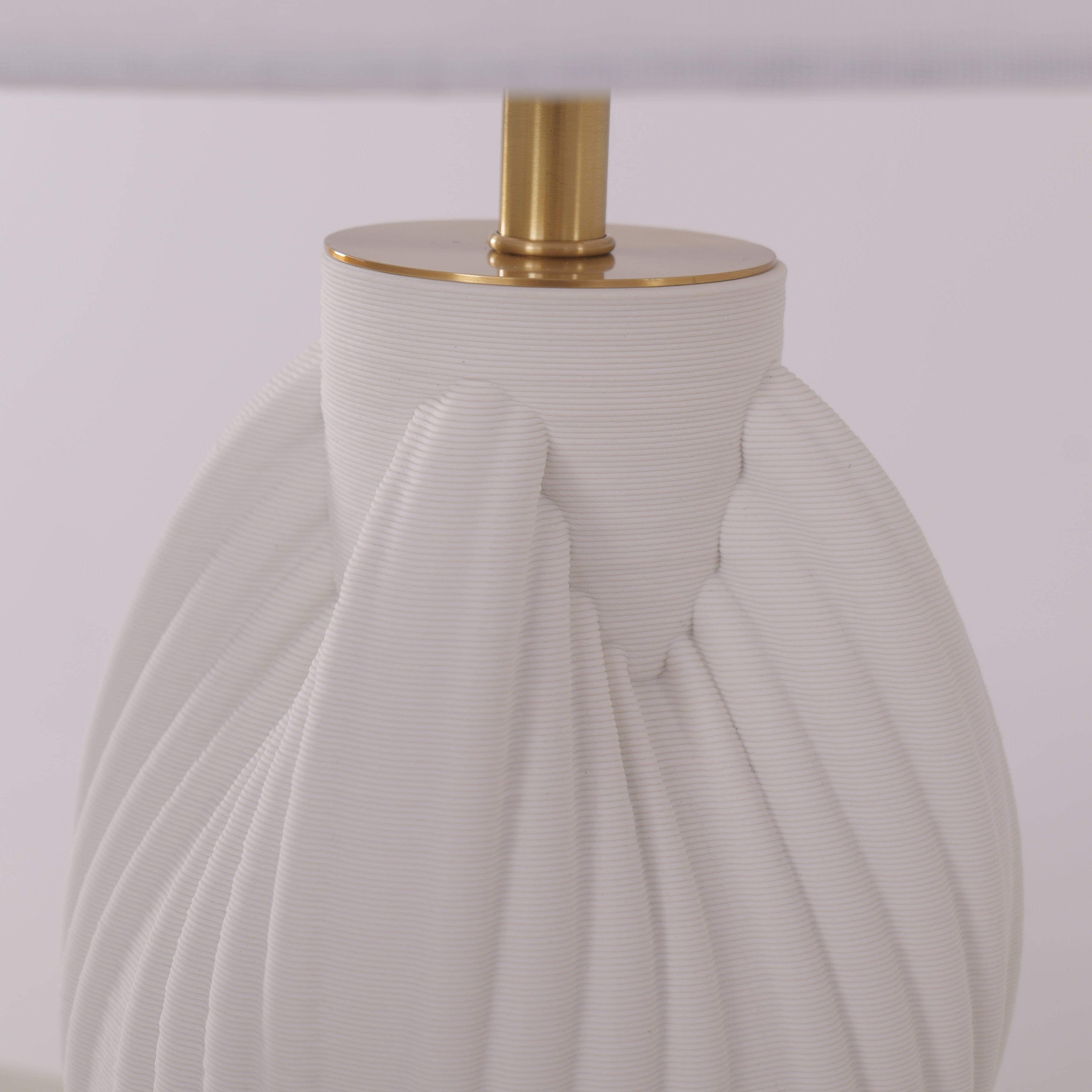 Lightsin 3D Pure White Pod Threaded Ceramic Table Lamp with Fabric Shade Lightsin UK