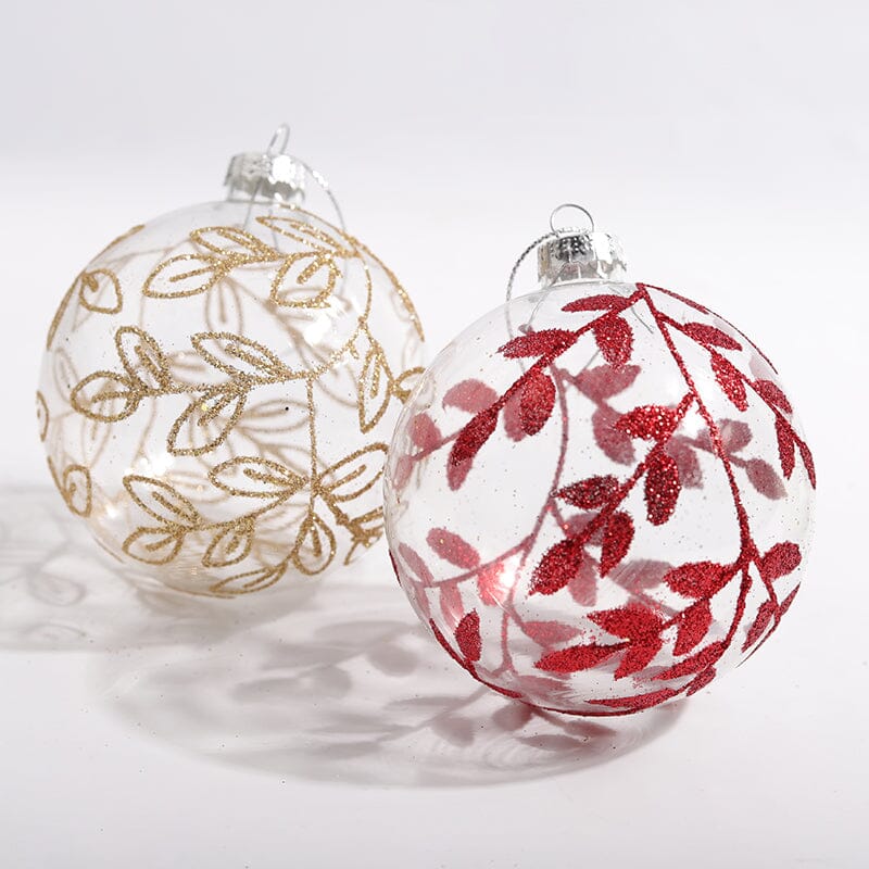 4pcs Christmas Glass Painted Round Ball Decorations Set Living and Home
