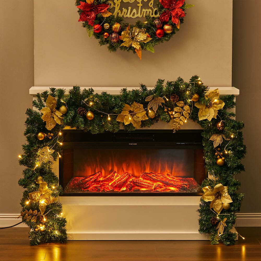 Pre-Lit Golden Christmas Wreath with Warm White Lights (100% off)