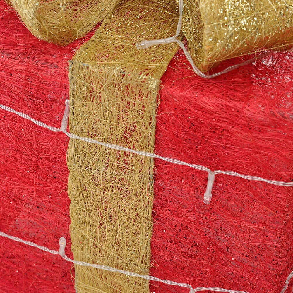 Pre-Lit Golden Christmas Gift Box Set with Warm Lights Christmas Living and Home