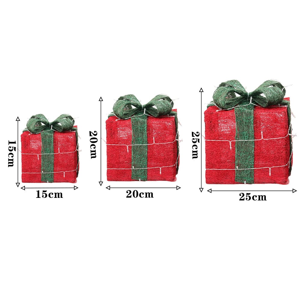 Pre-Lit Green Christmas Gift Box Set with Warm Lights Christmas Living and Home