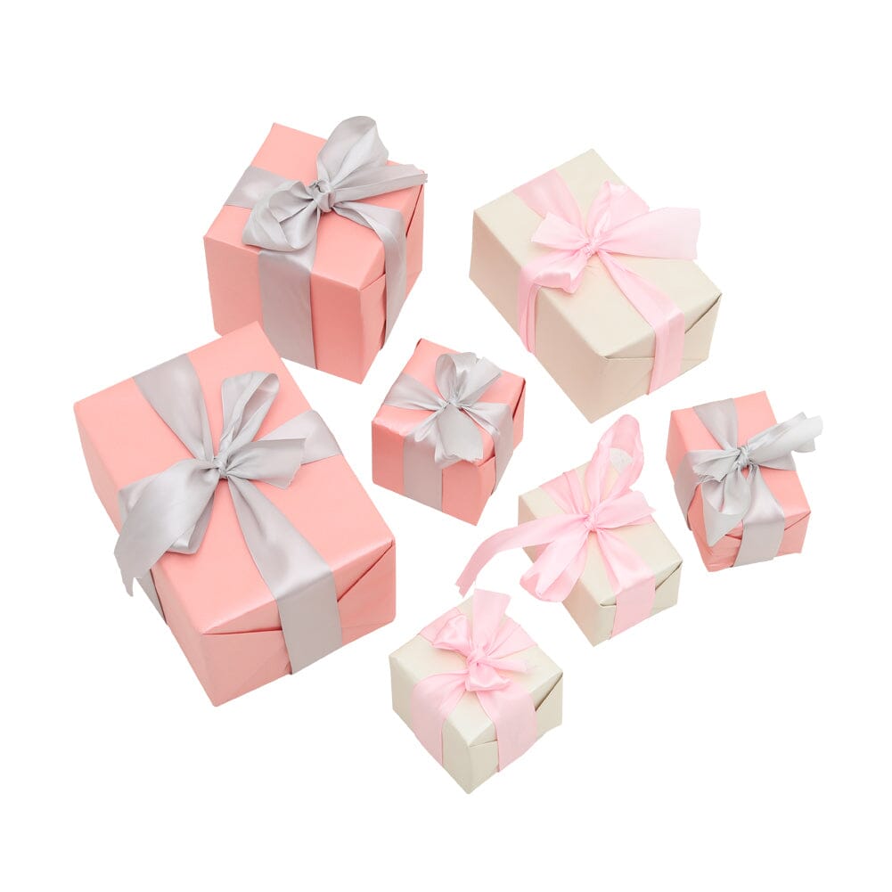 7-Piece Paper Ribbon Christmas Gift Box Set in Beige Pink Christmas Living and Home
