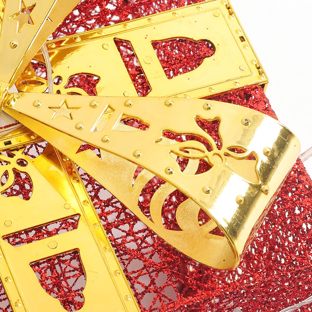 3pcs Christmas Gift Box Accessories Set with Light Strips-Red Box Living and Home