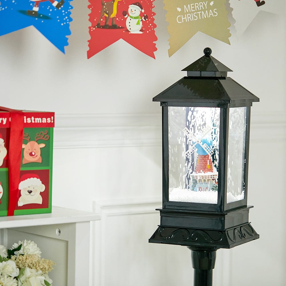 125cm H Small Street Lamp Decoration with Snowflakes Falling Living and Home