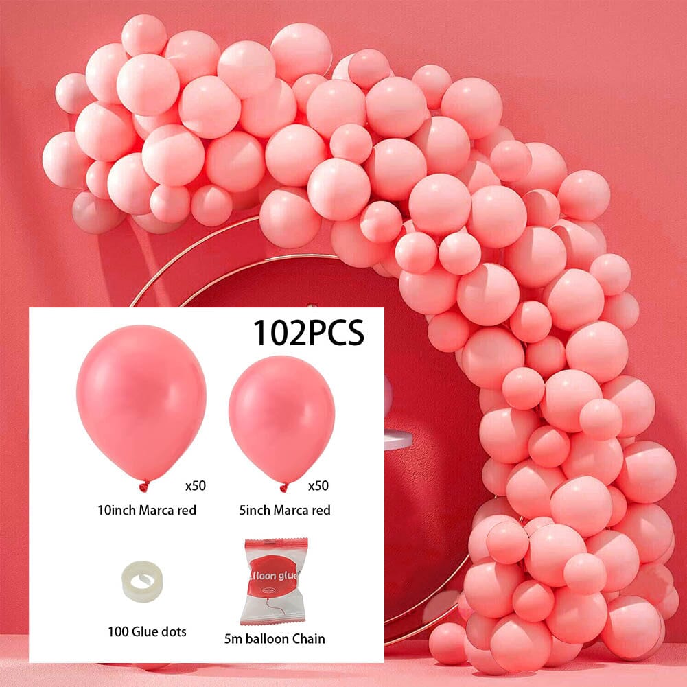 🎁 100pcs Wedding Macaron Monochrome Balloon Chain Set-Red (100% off)