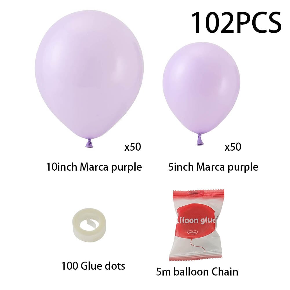 100pcs Wedding Macaron Monochrome Balloon Chain Set-Purple Living and Home