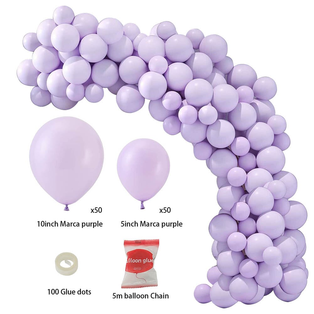 100pcs Wedding Macaron Monochrome Balloon Chain Set-Purple Living and Home