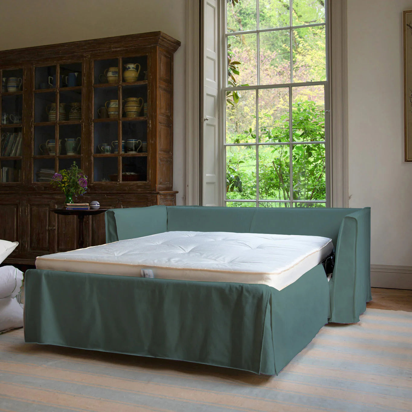 Cloud-Like Linen Sleeper Sofa Bed in Pearl