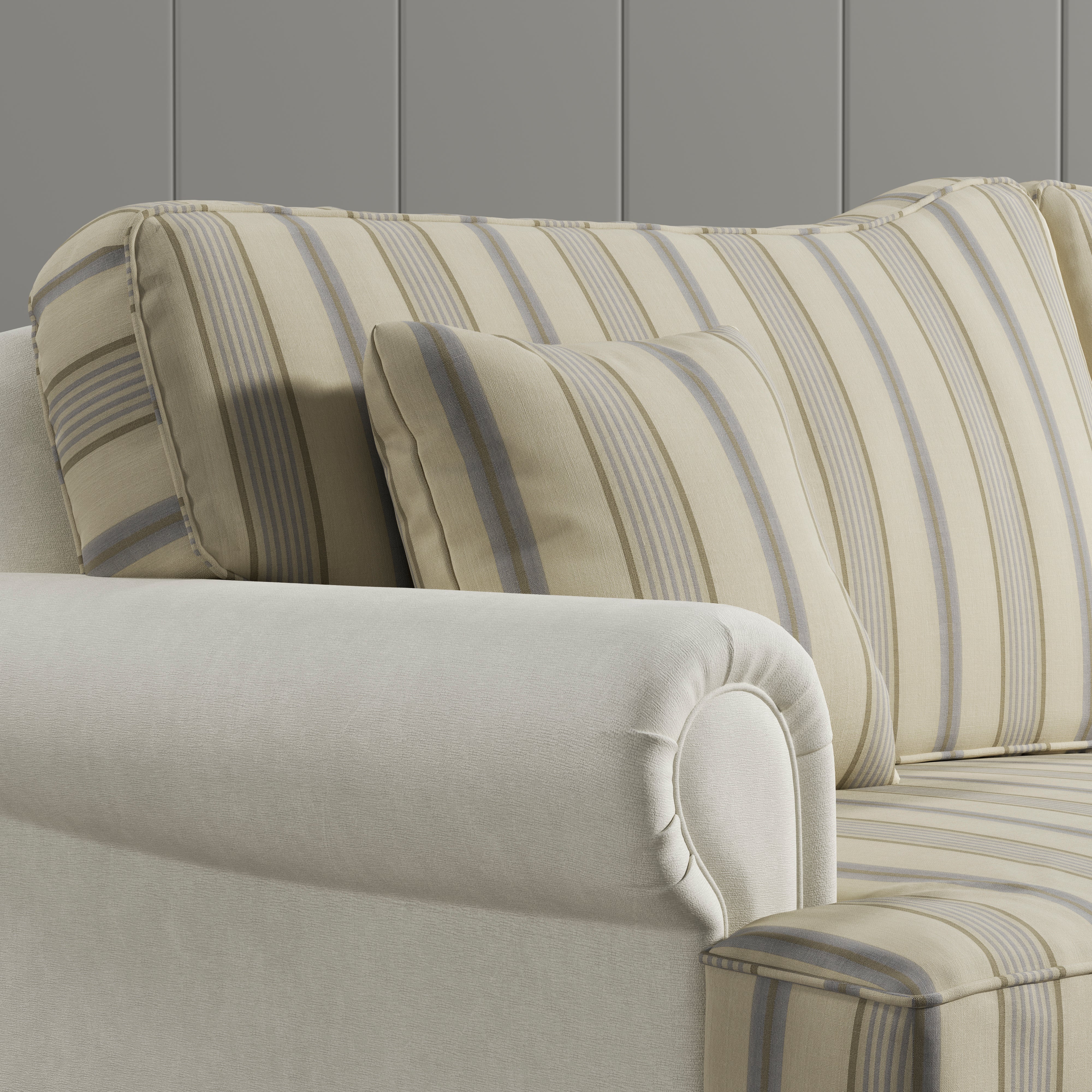 Cottonfy Heritage Plaid Skirted Sofa with Concealed Storage Drawers