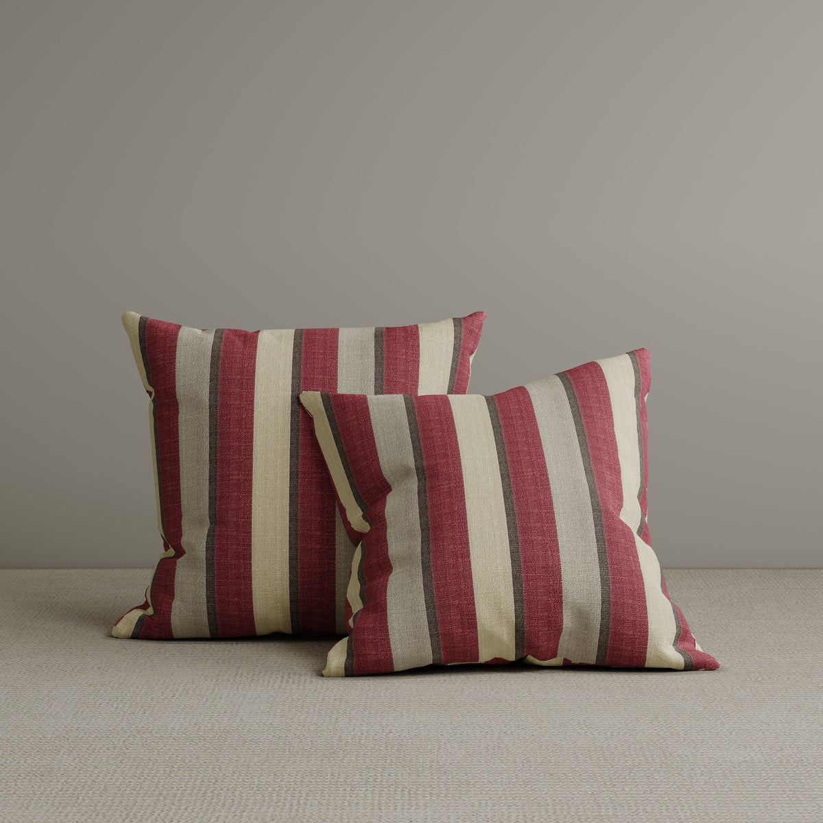 🎁 Square Exclusive Design Cushion in Claret Red Striped Cotton Linen, 45*45CM (100% off)