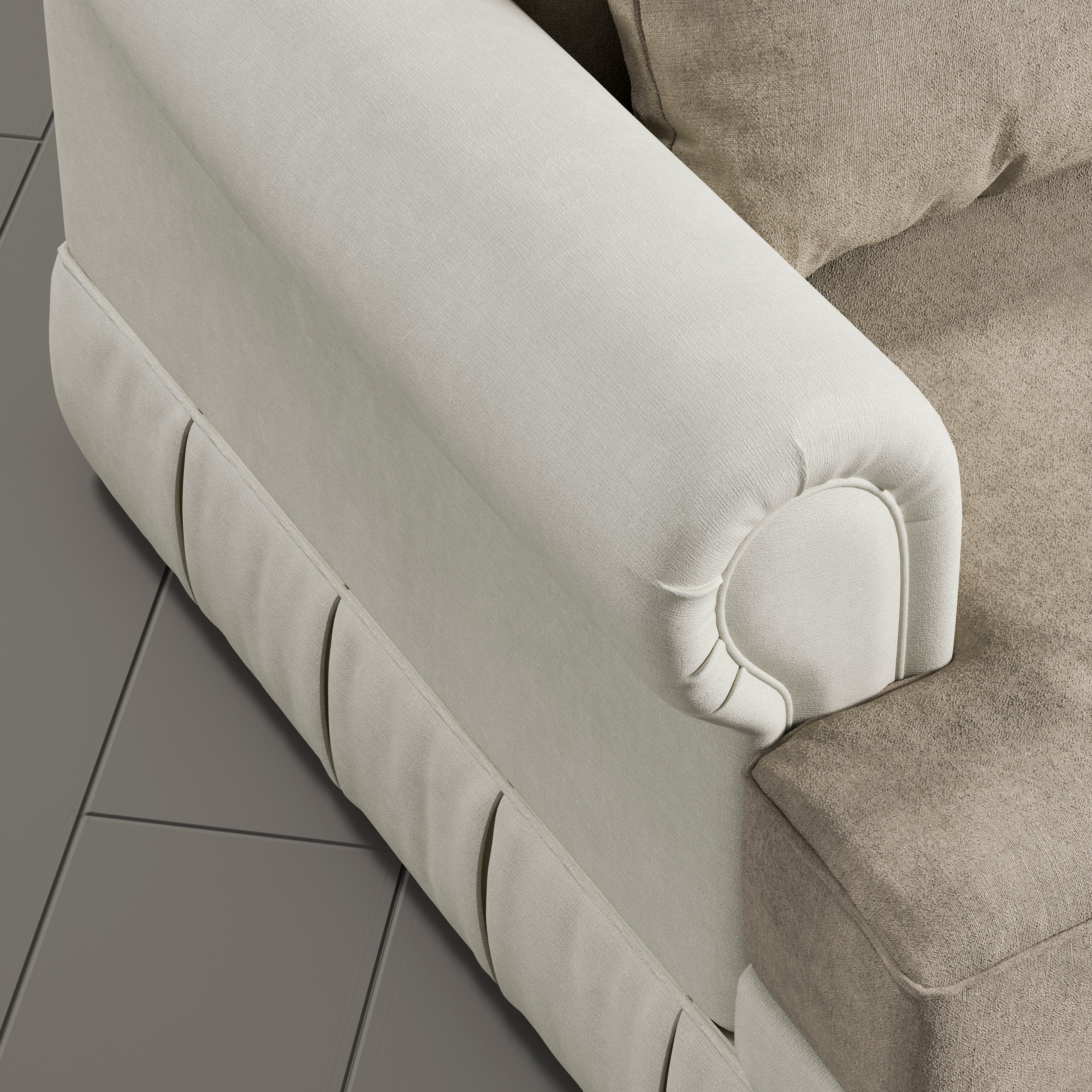 Cottonfy Heritage Plaid Skirted Sofa with Concealed Storage Drawers