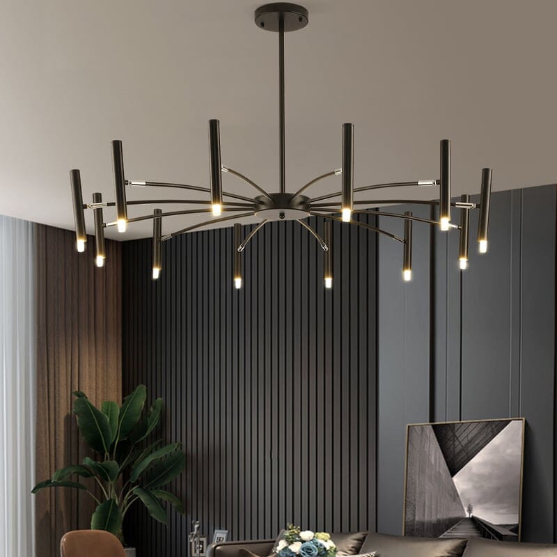 Modern Black & Gold Metal Ceiling Light with LED Bulbs Living and Home Classic 12-Light