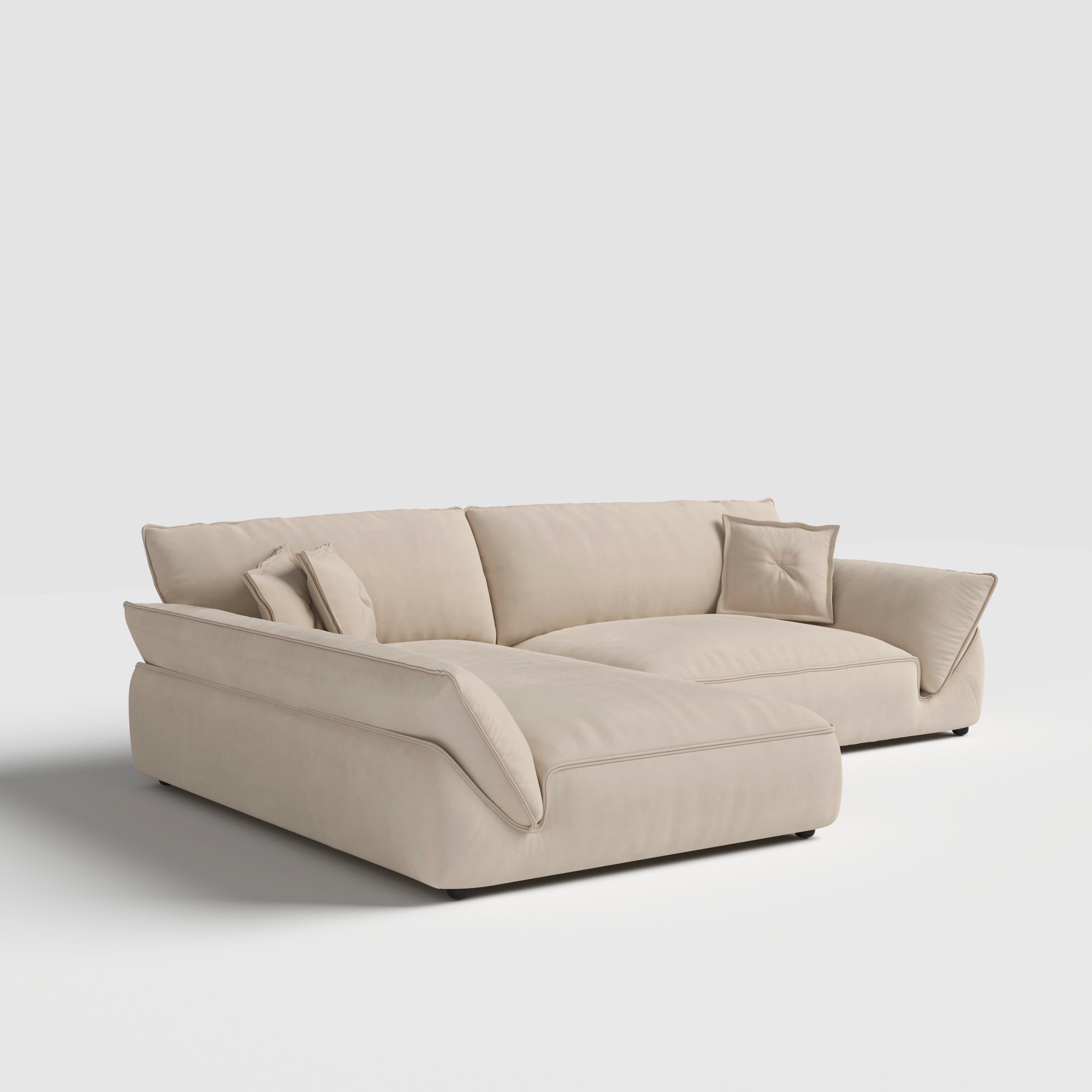 Cat-Scratch Resistant Fabric Elephant Ears Style Corner Sofa