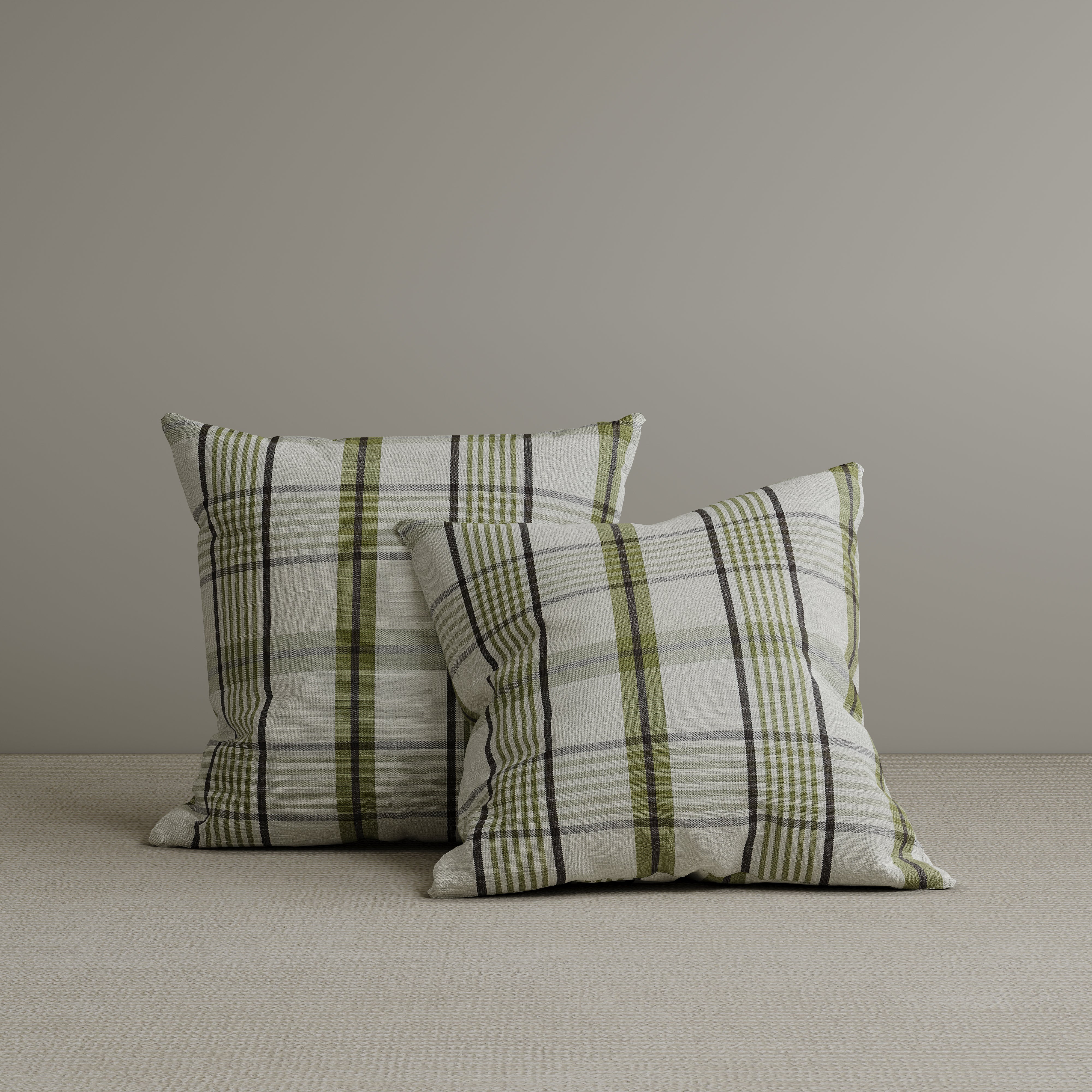 Square Exclusive Design Cushion in Moss Green Plaid Cotton Linen, 45*45CM