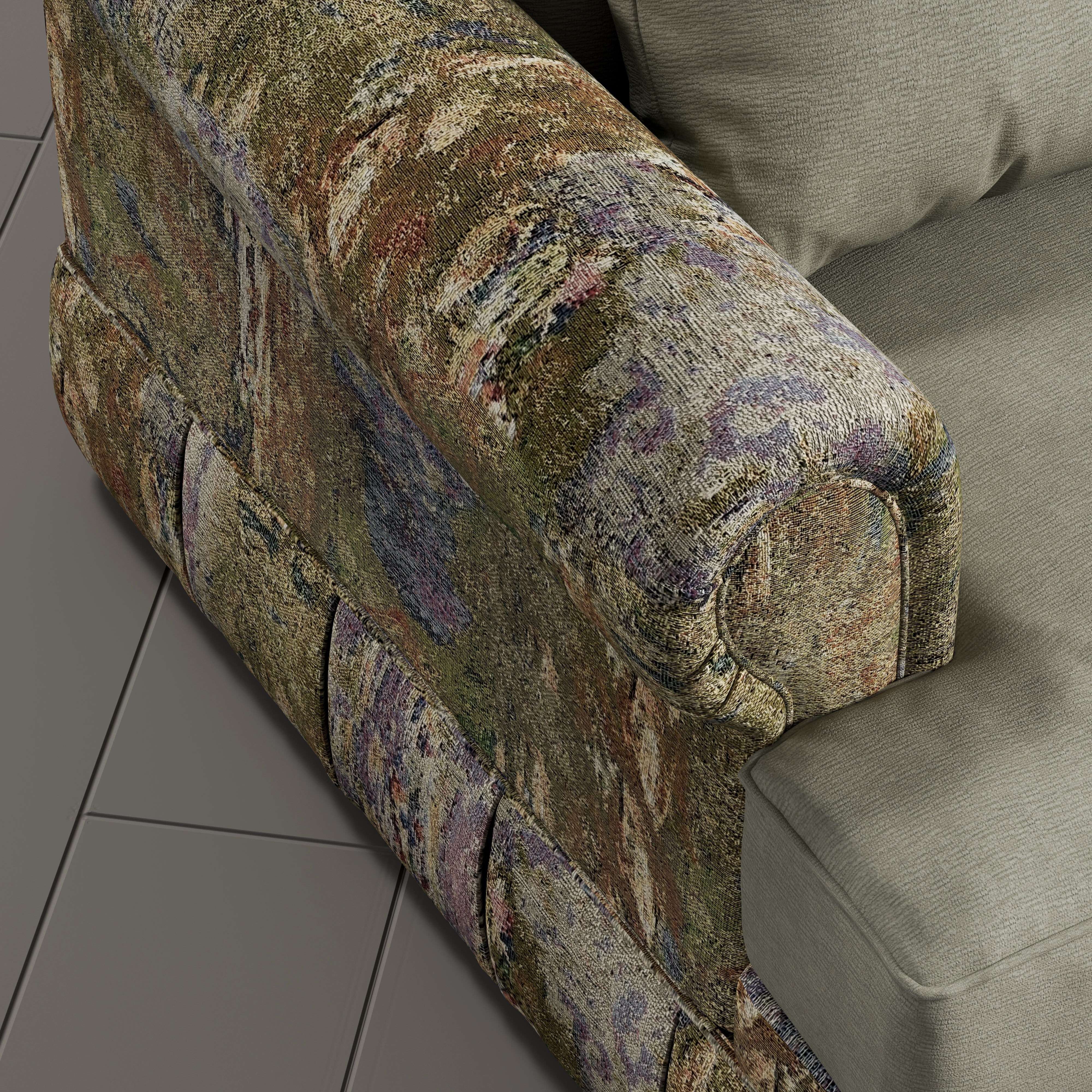 Cottonfy Heritage Plaid Skirted Sofa with Concealed Storage Drawers