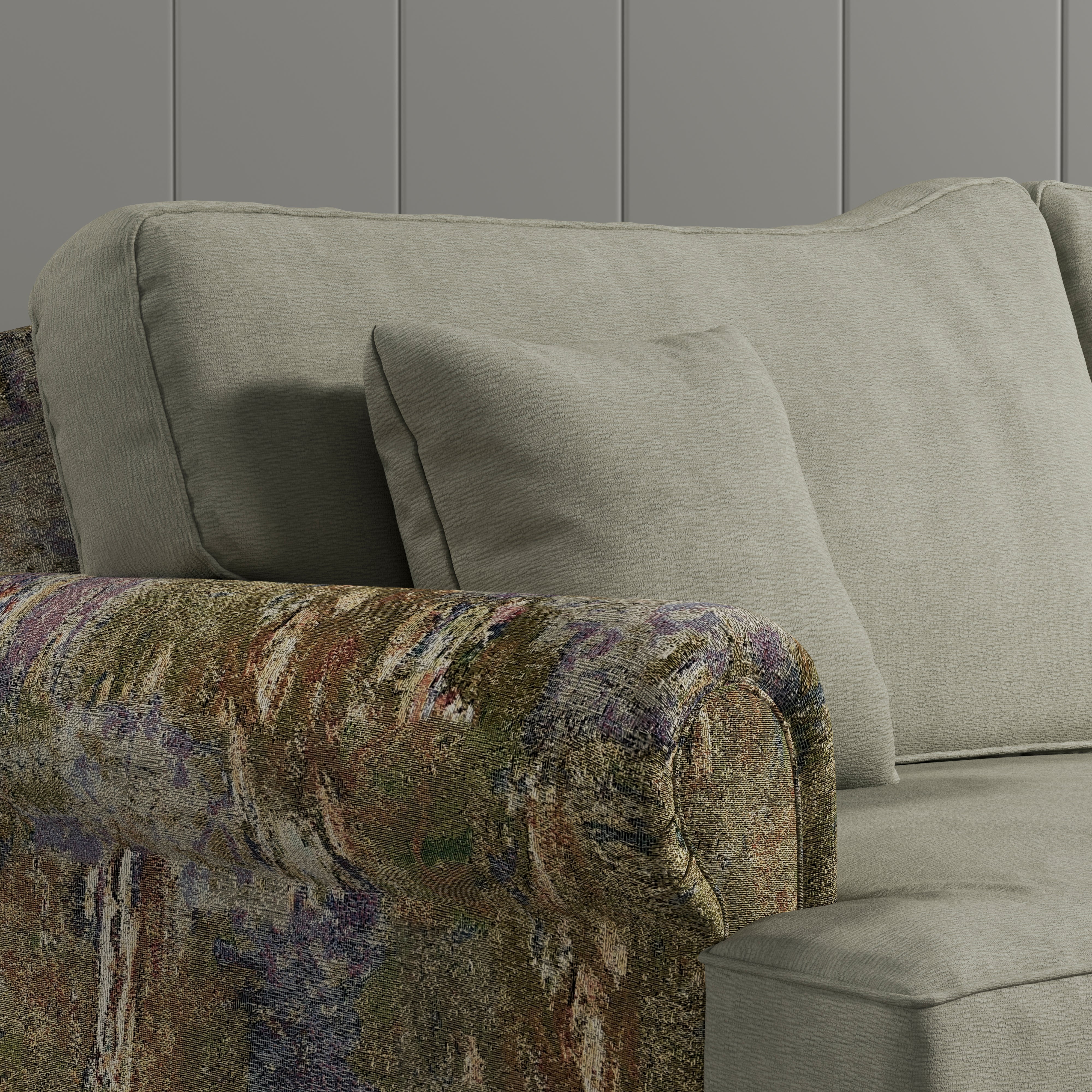 Cottonfy Heritage Plaid Skirted Sofa with Concealed Storage Drawers