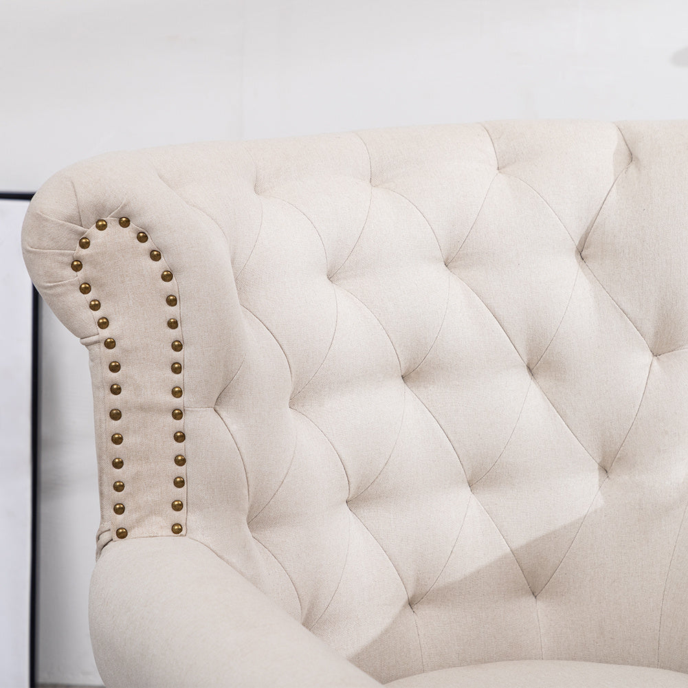 Mid-Century Deep Seating Nailhead Chesterfield Wingback Armchair