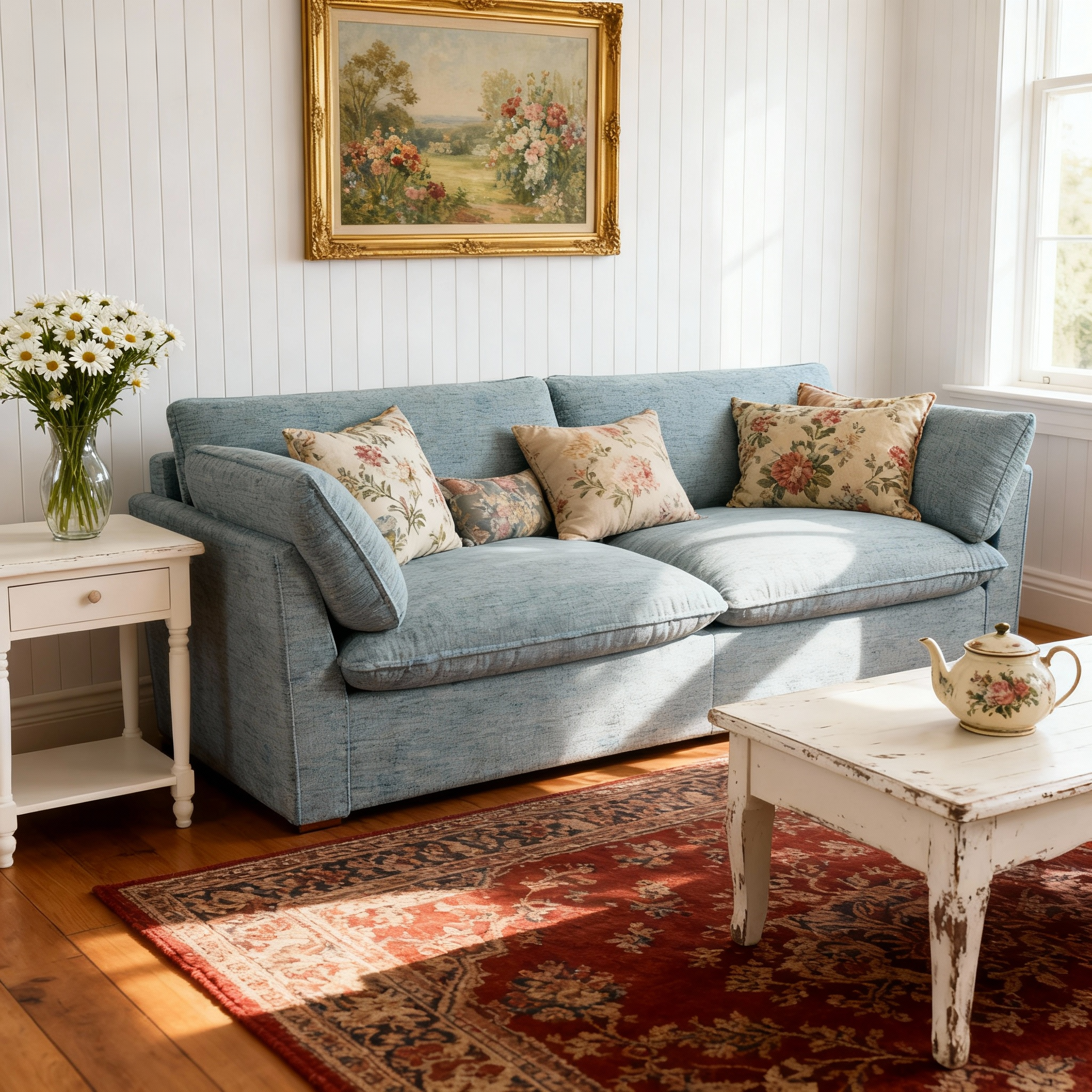 British Retro Check & Striped Sofa with Removable Covers