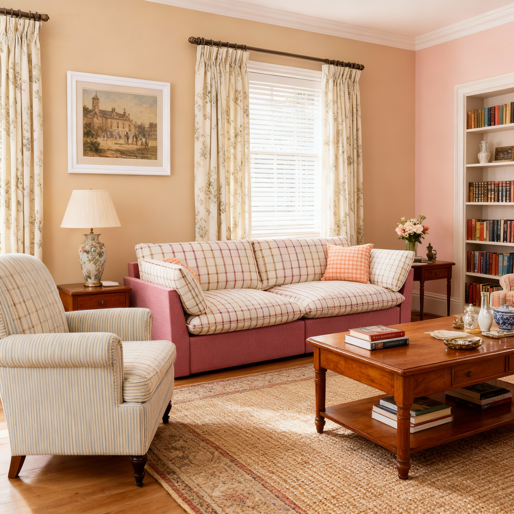 British Retro Check & Striped Sofa with Removable Covers