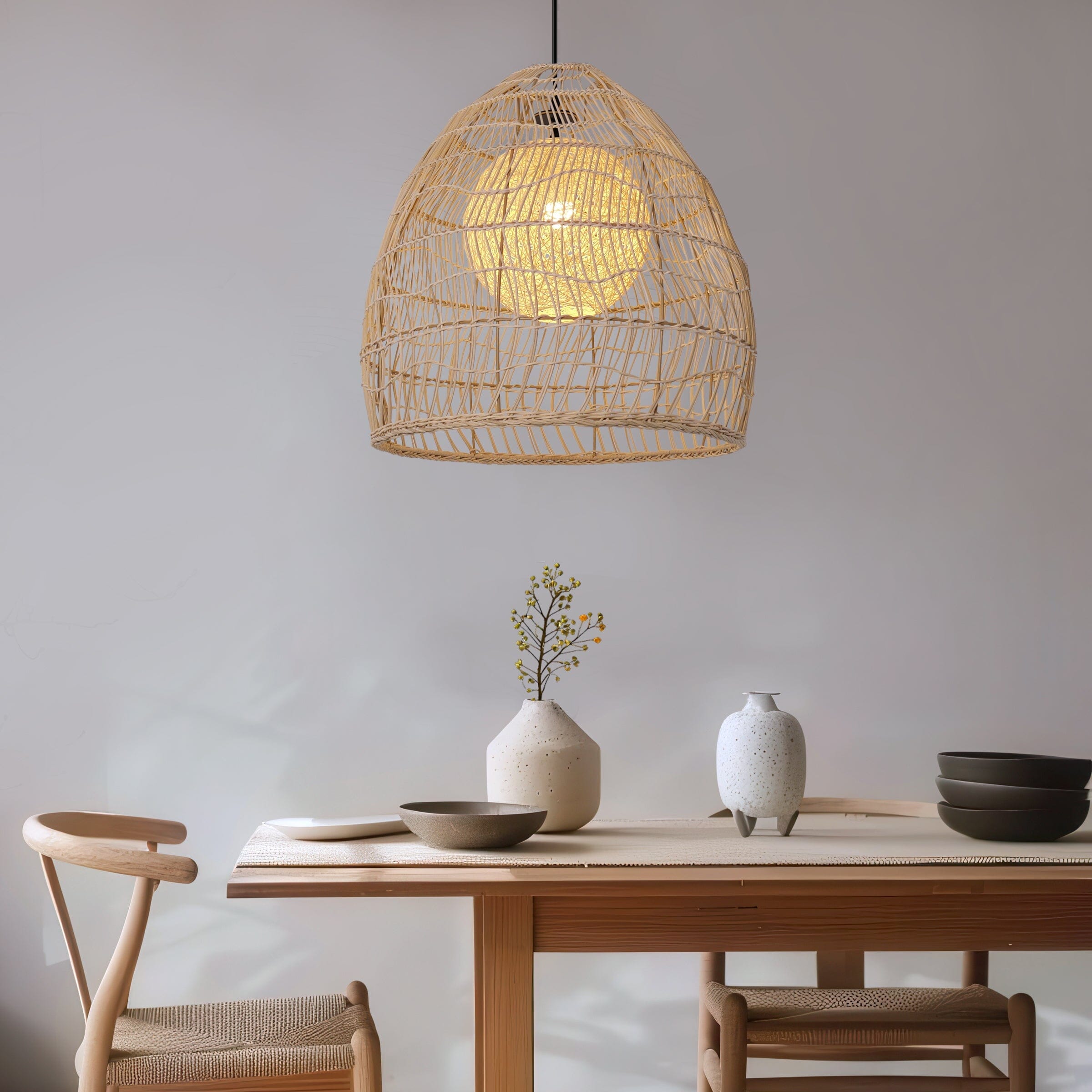 Lightsin Natural Rattan Pendant Light | Handwoven Ceiling Lamp for Kitchen & Dining Room Lightsin UK