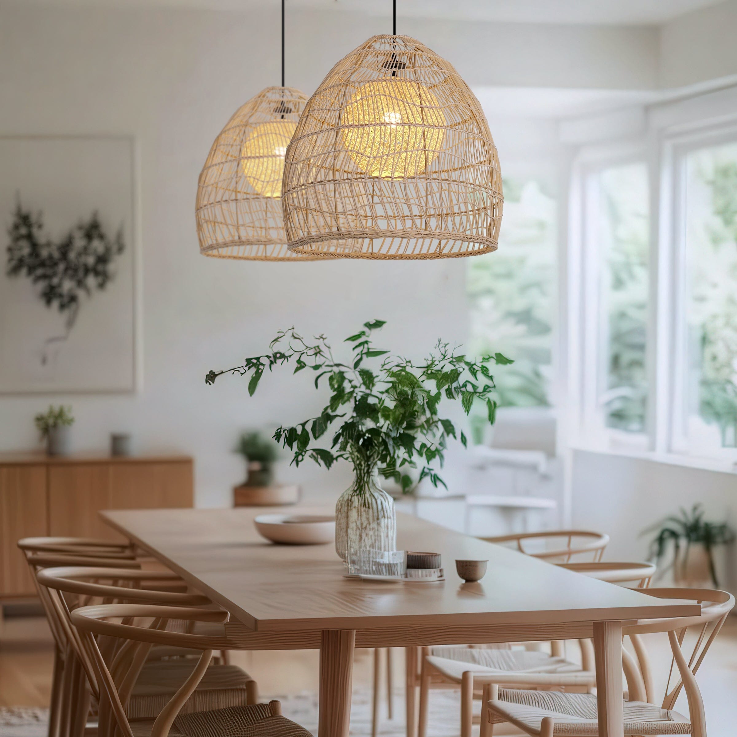 Lightsin Natural Rattan Pendant Light | Handwoven Ceiling Lamp for Kitchen & Dining Room Lightsin UK