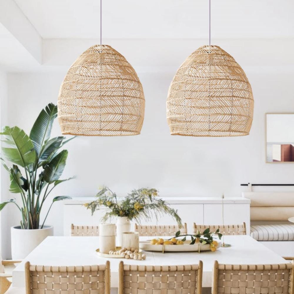 Lightsin Natural Rattan Pendant Light | Handwoven Ceiling Lamp for Kitchen & Dining Room Lightsin UK
