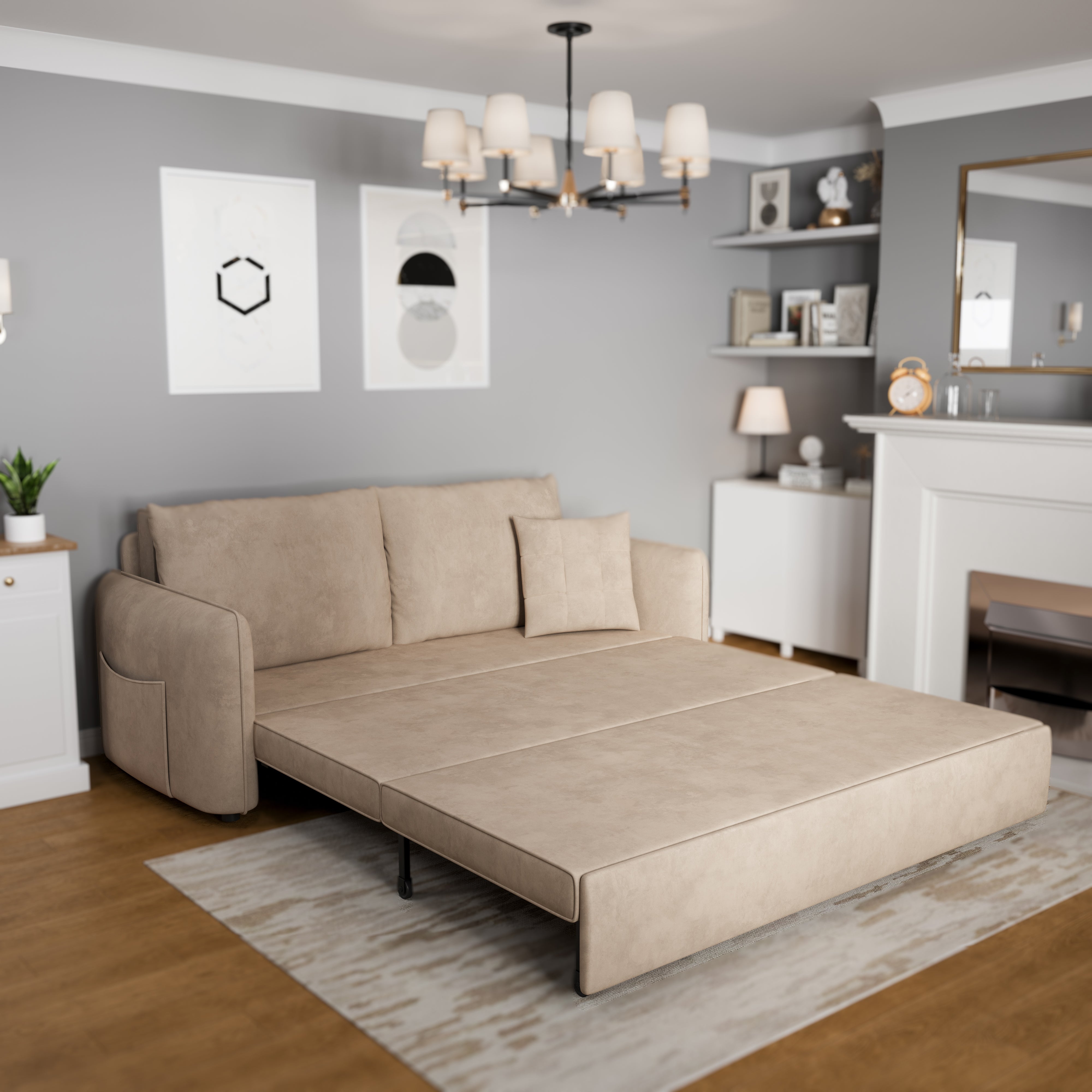 Cottonfy Upgrade Adjustable Multifunctional 3 Seater Sofa Bed with Storage Space