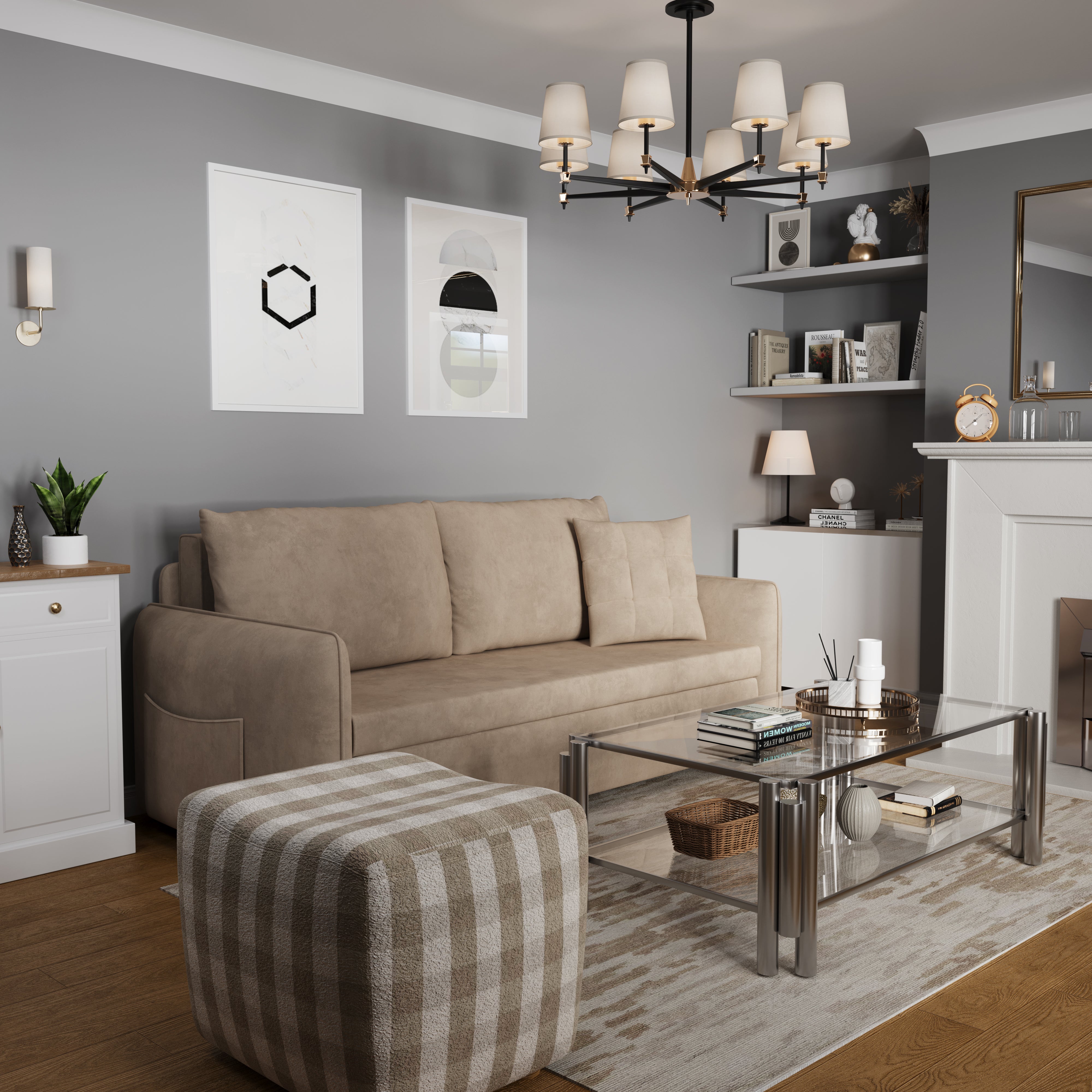 Cottonfy Upgrade Adjustable Multifunctional 3 Seater Sofa Bed with Storage Space