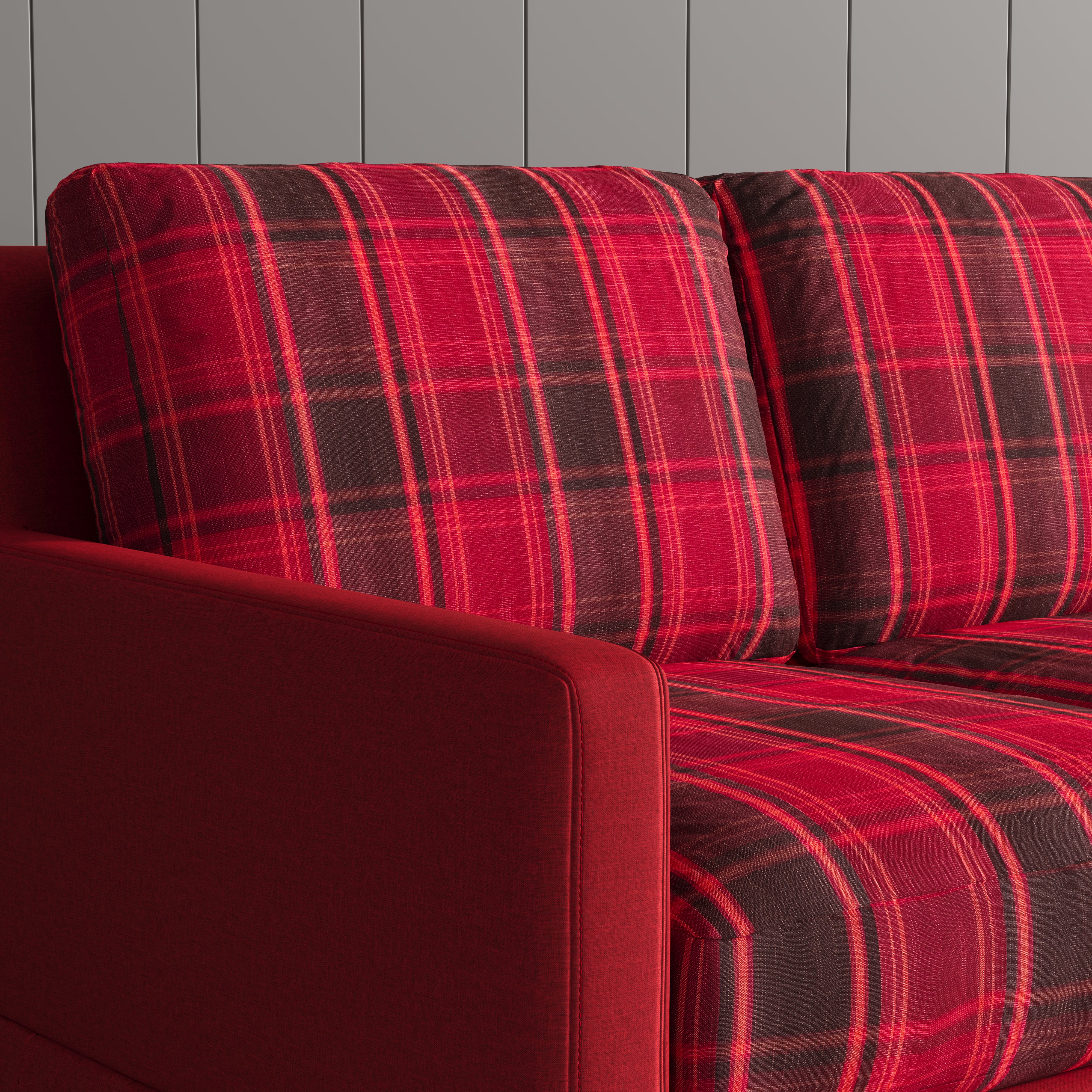 Cottonfy Country Check Sofa with Removable Skirted Covers