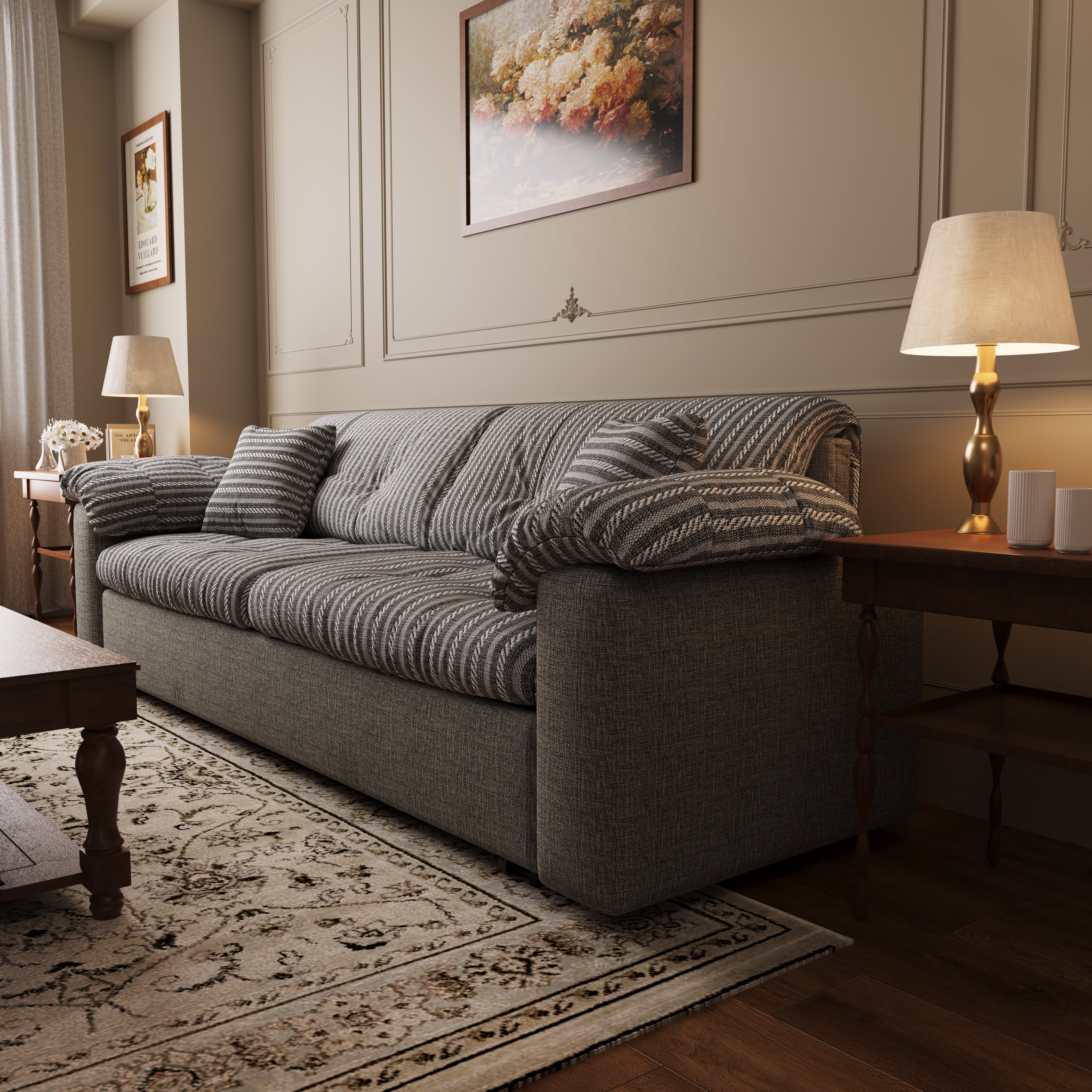 Multifunctional Sleeper Pull Out 2 Seater Sofa Bed with Storage Space