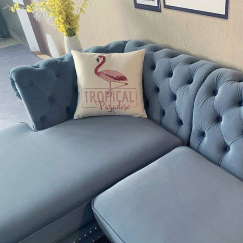 Luxury Velvet Rivet Corner Chaise 3-Seater Chesterfield Sofa