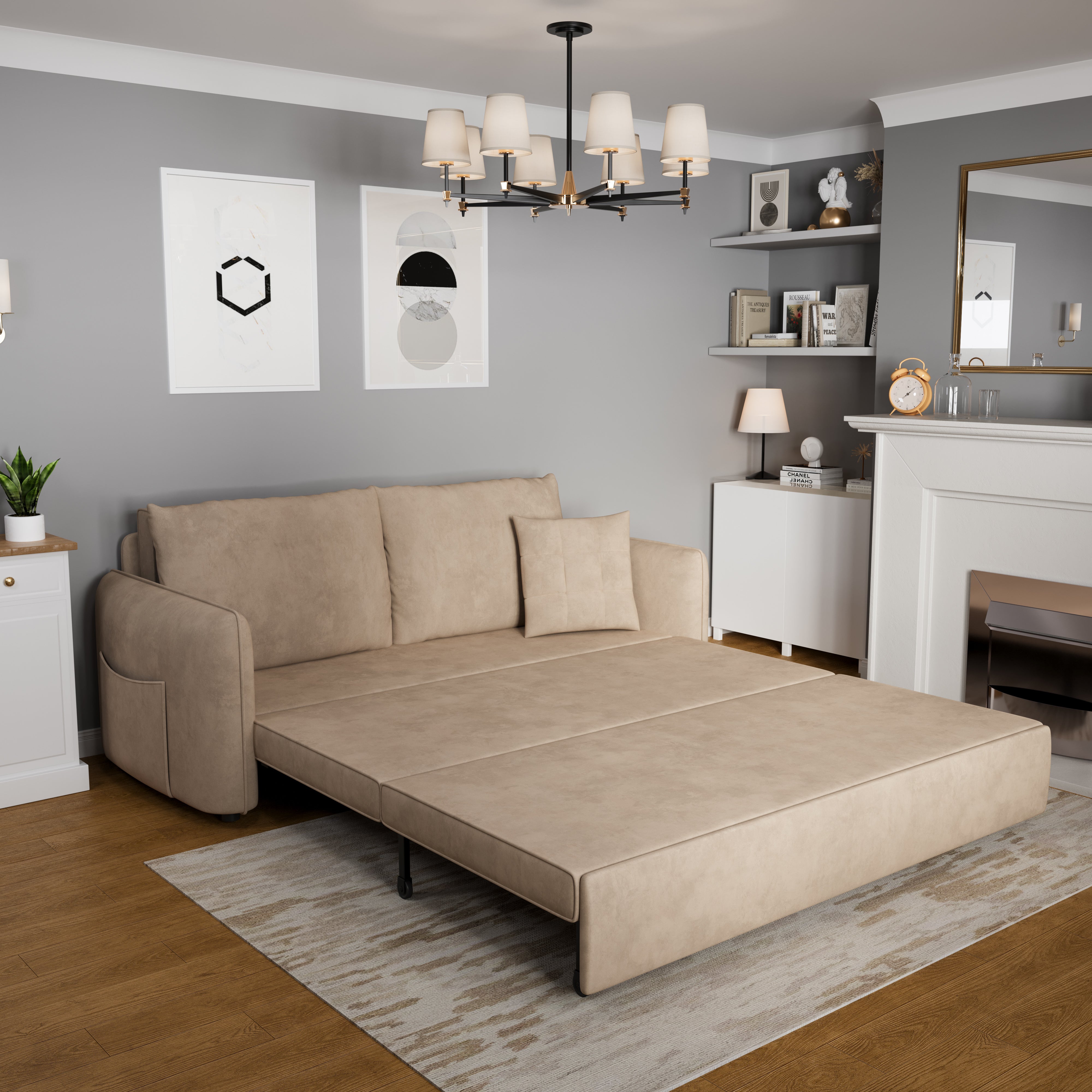 Cottonfy Upgrade Adjustable Multifunctional 3 Seater Sofa Bed with Storage Space