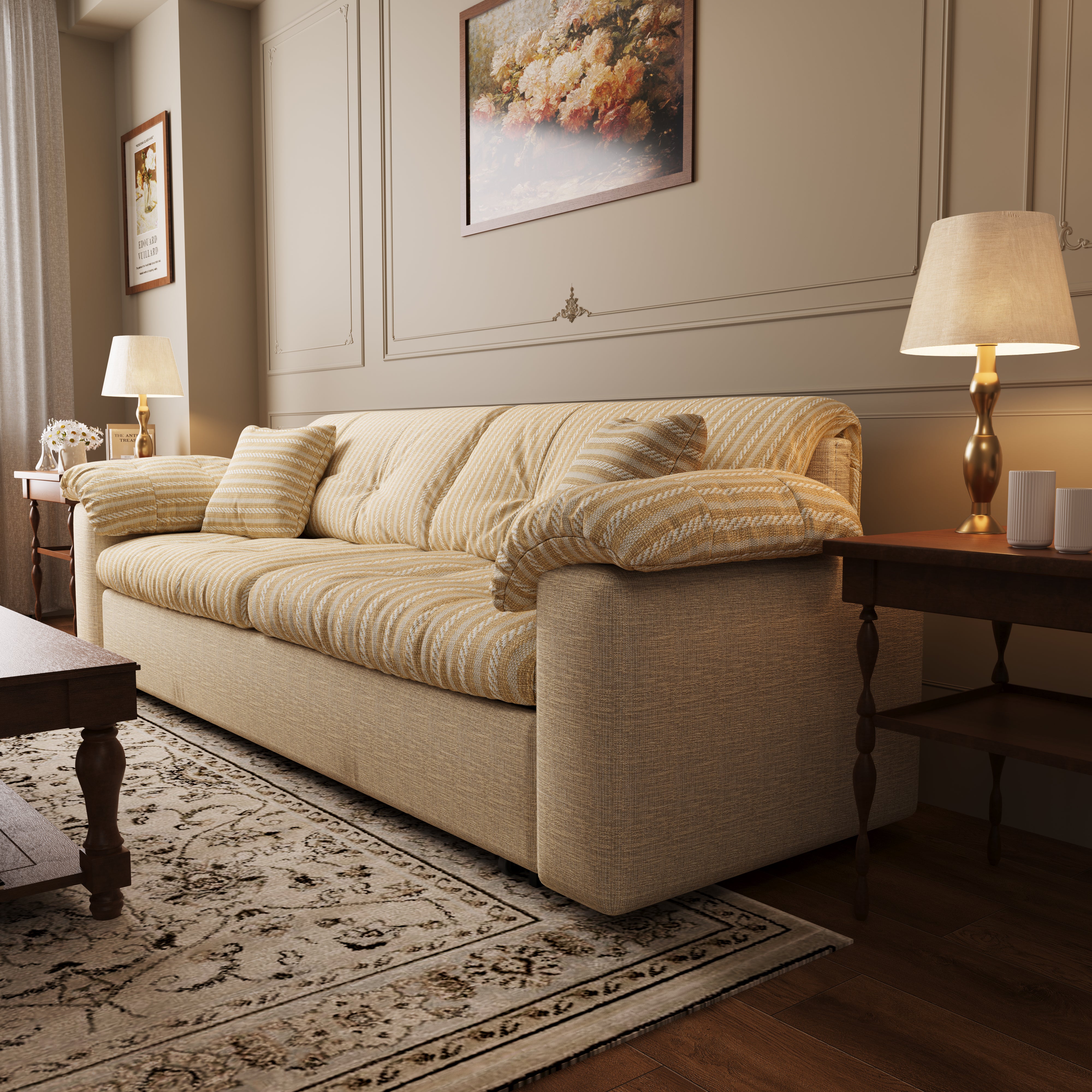 Multifunctional Sleeper Pull Out 2 Seater Sofa Bed with Storage Space