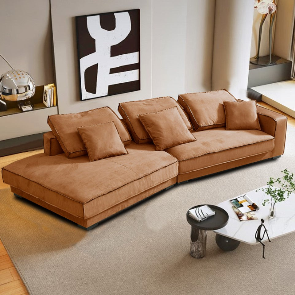 Italian Minimalist Shaped Corner Leather Sofa