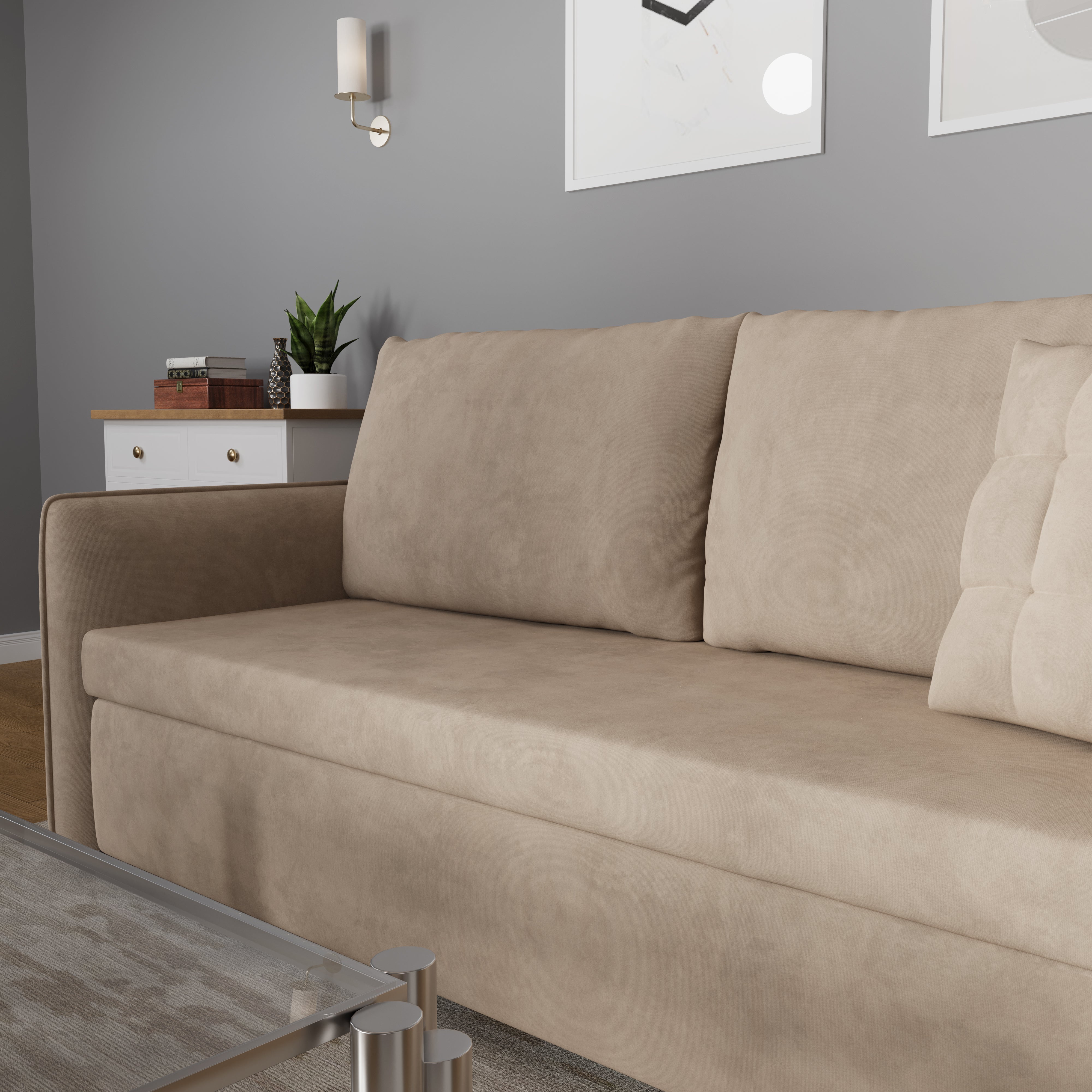 Cottonfy Upgrade Adjustable Multifunctional 3 Seater Sofa Bed with Storage Space